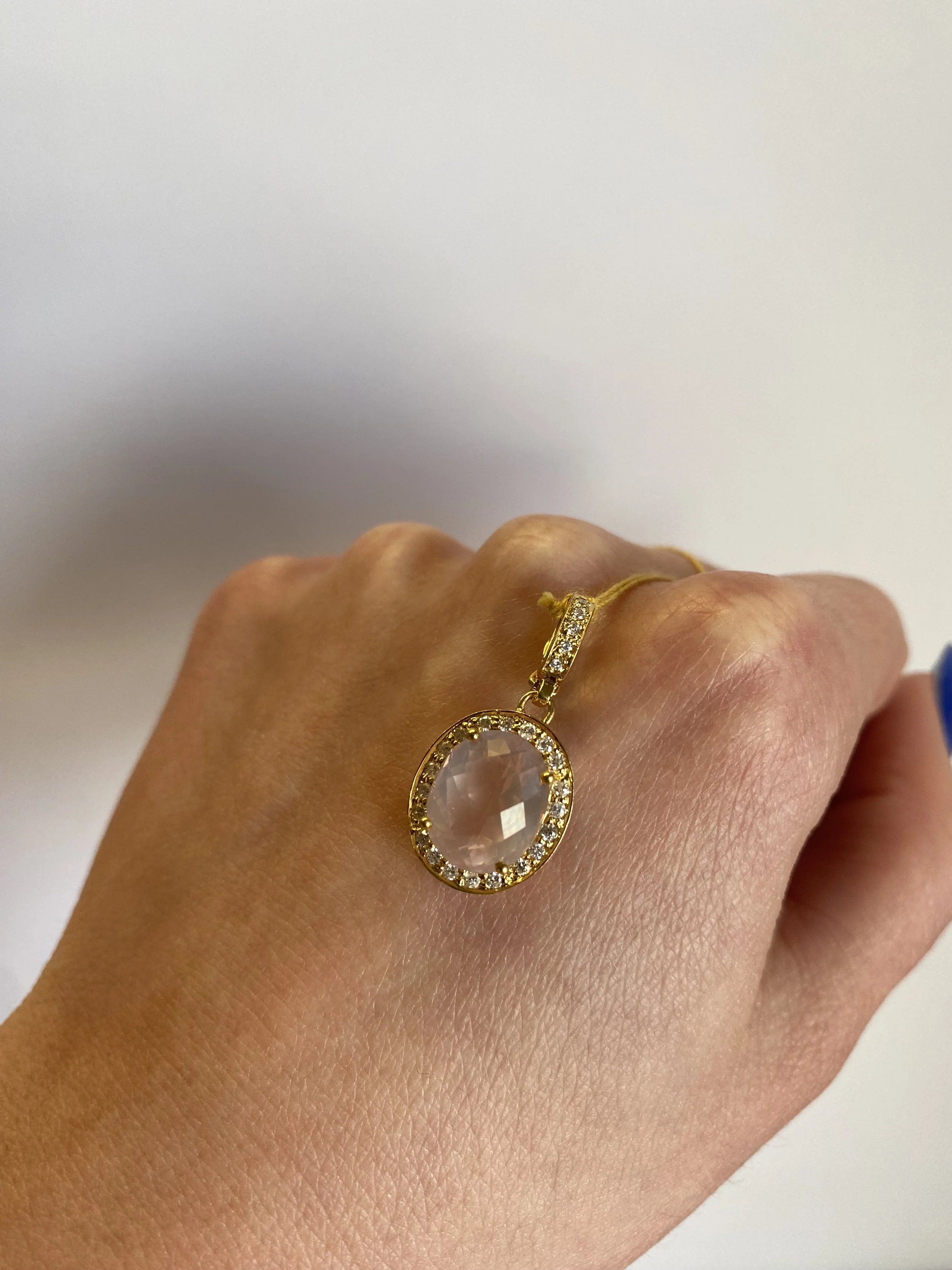 18k Checkerboard Cut Rose Quartz