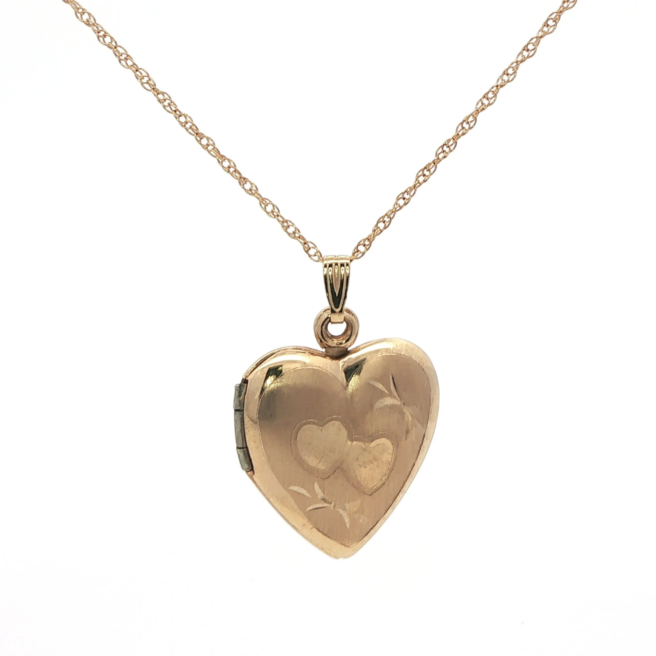 14k Reversable Yellow Gold Heart Locket Necklace