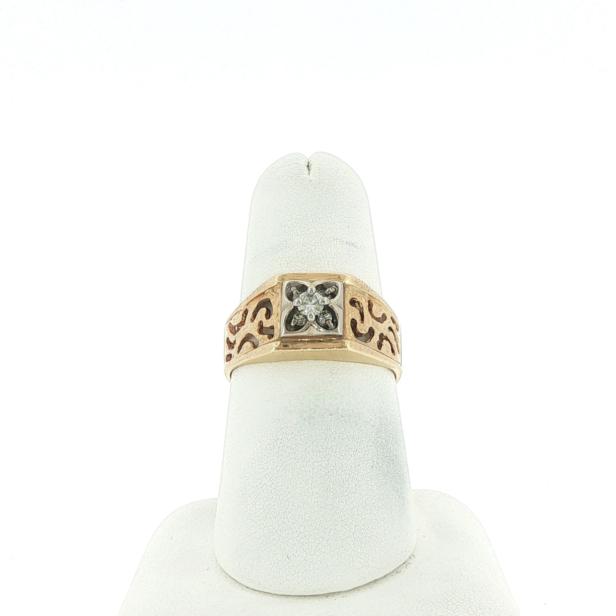 14k Yellow Gold Gents Diamond Ring