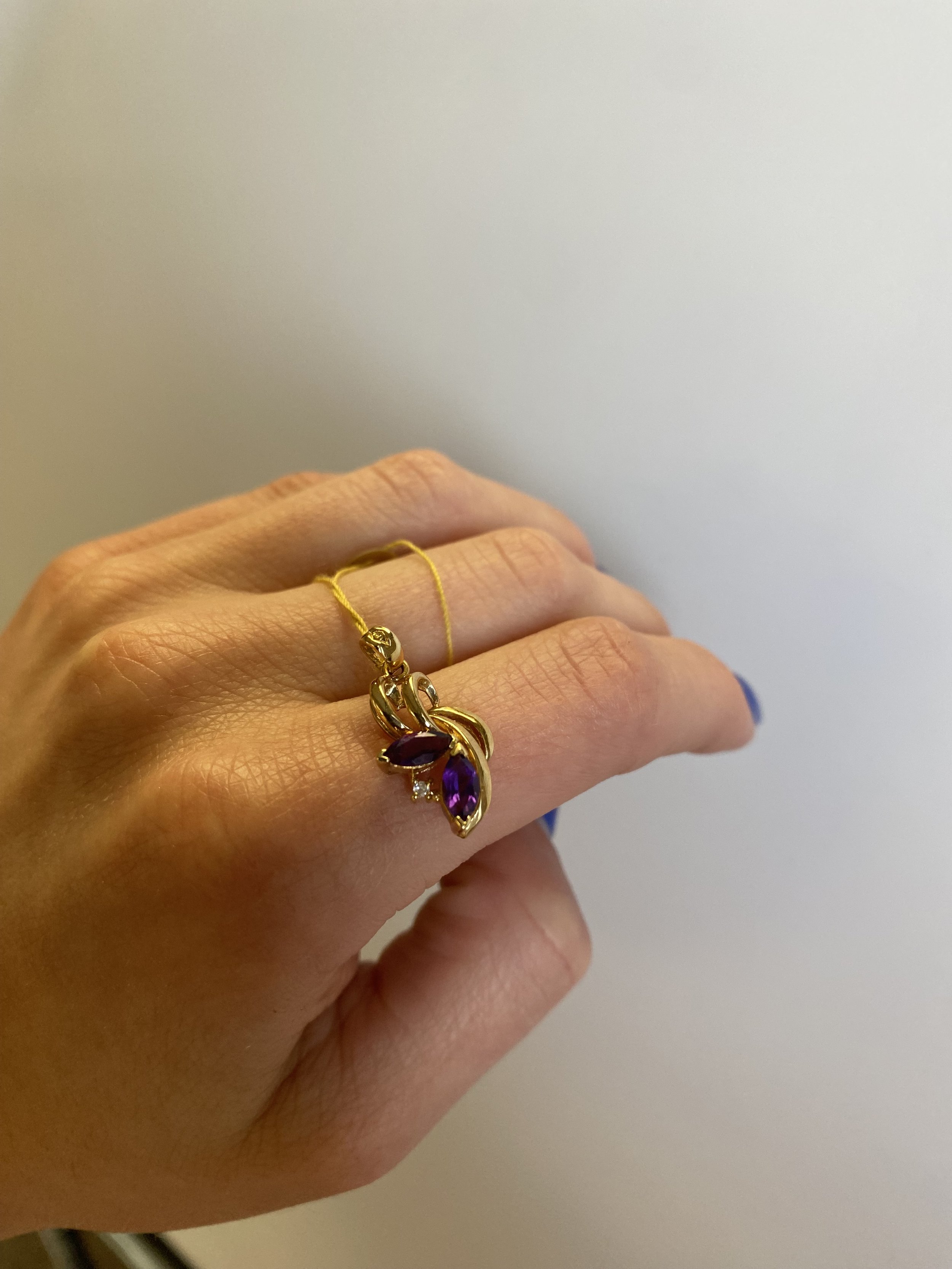 14k Yellow Gold Amethyst & Diamond Pendant