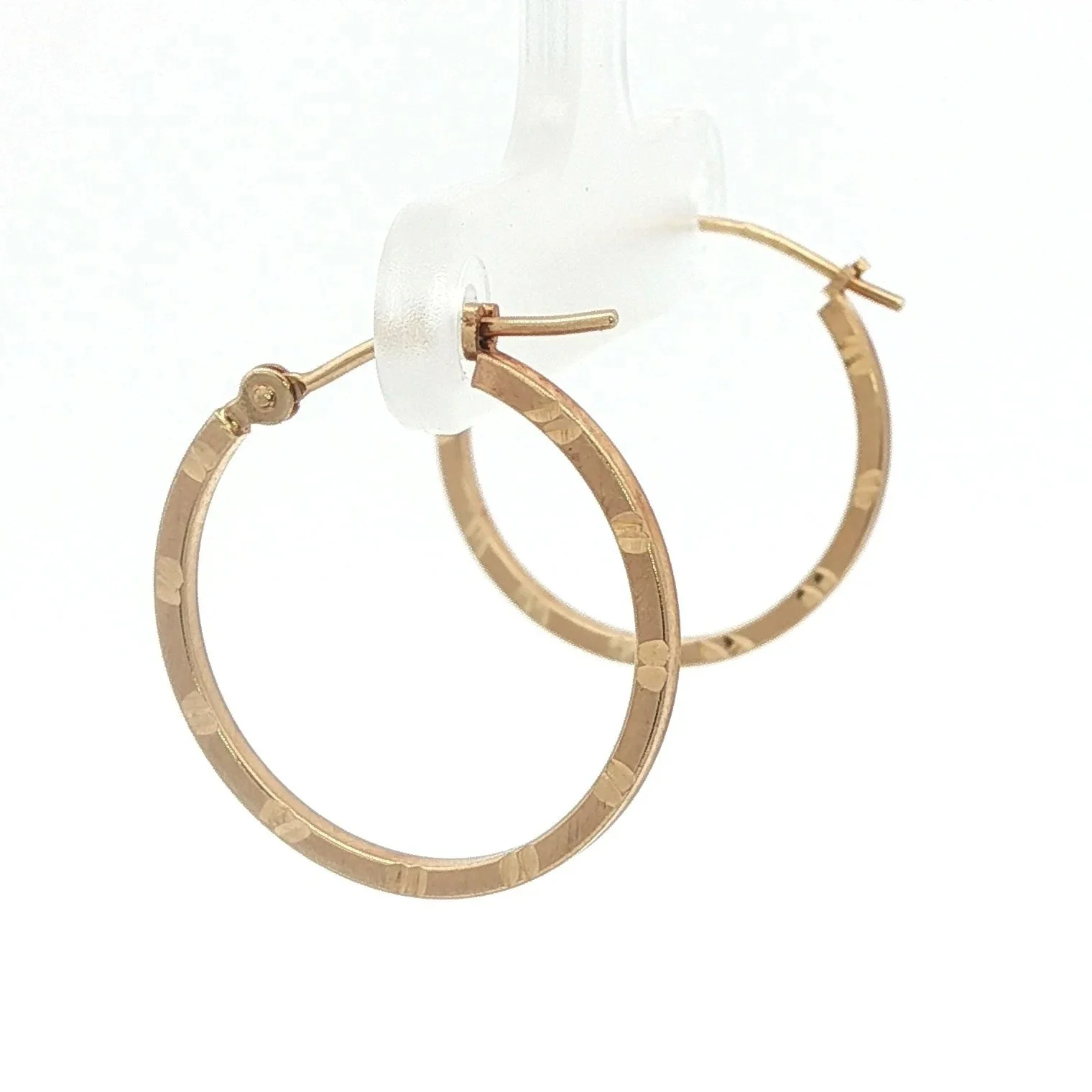 14k Yellow Gold Cut Hoop Earrings
