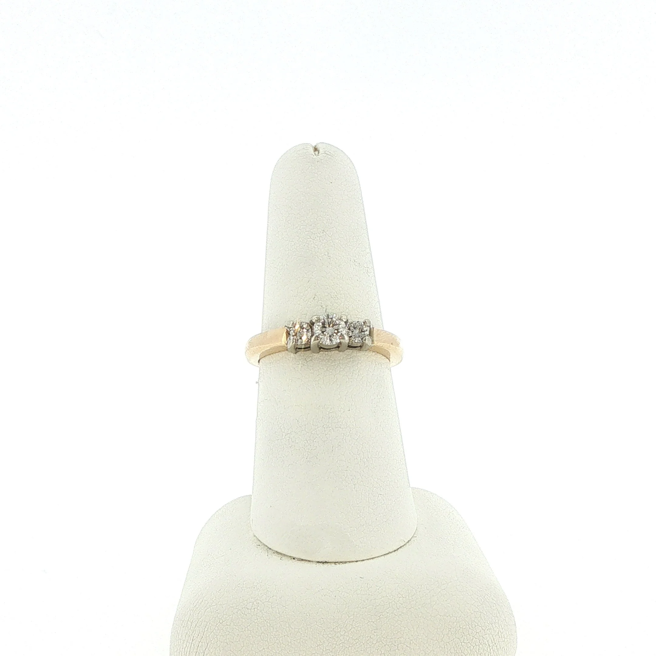 14k Three Stone Diamond Ring
