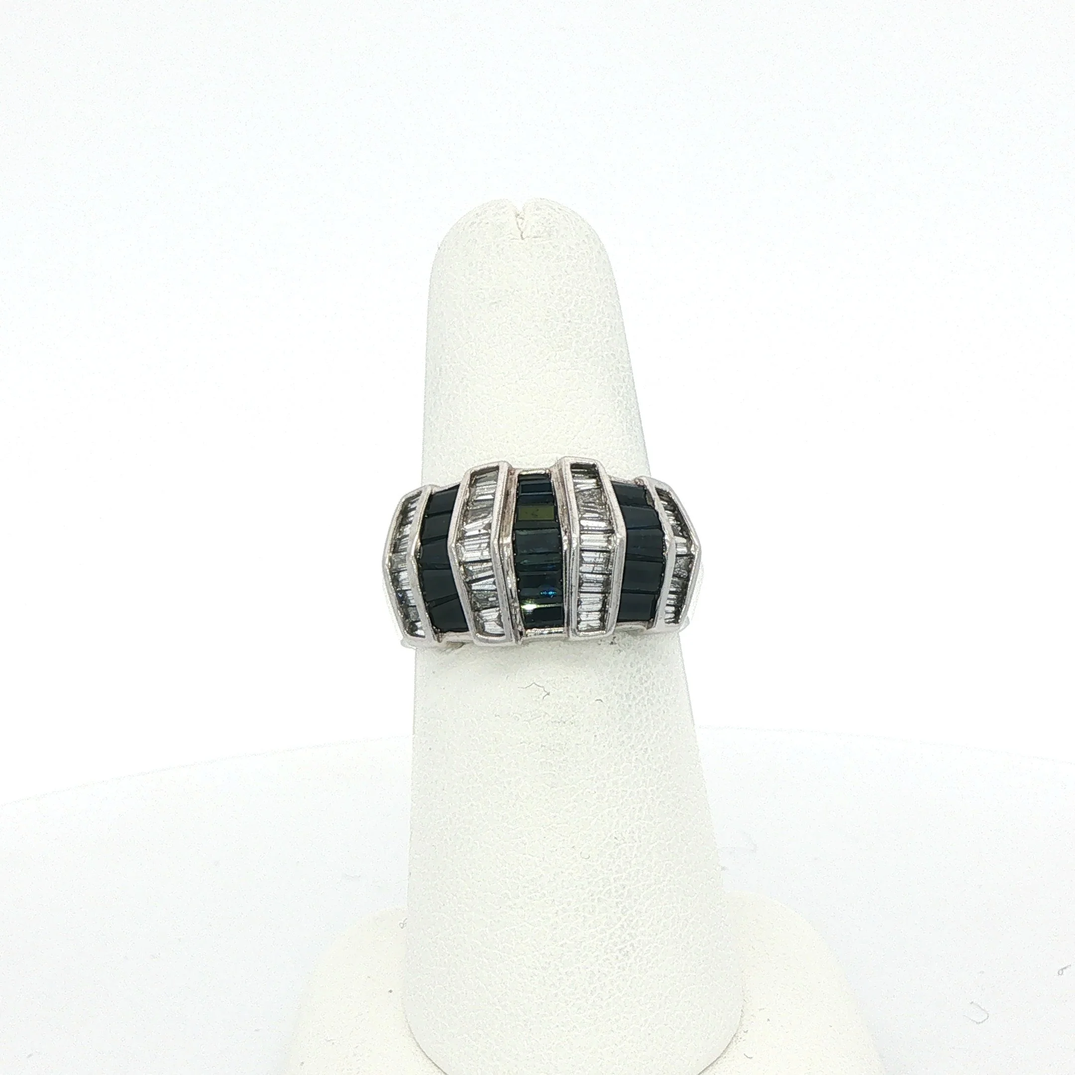 Channel Set Diamond & Sapphire Cocktail Ring