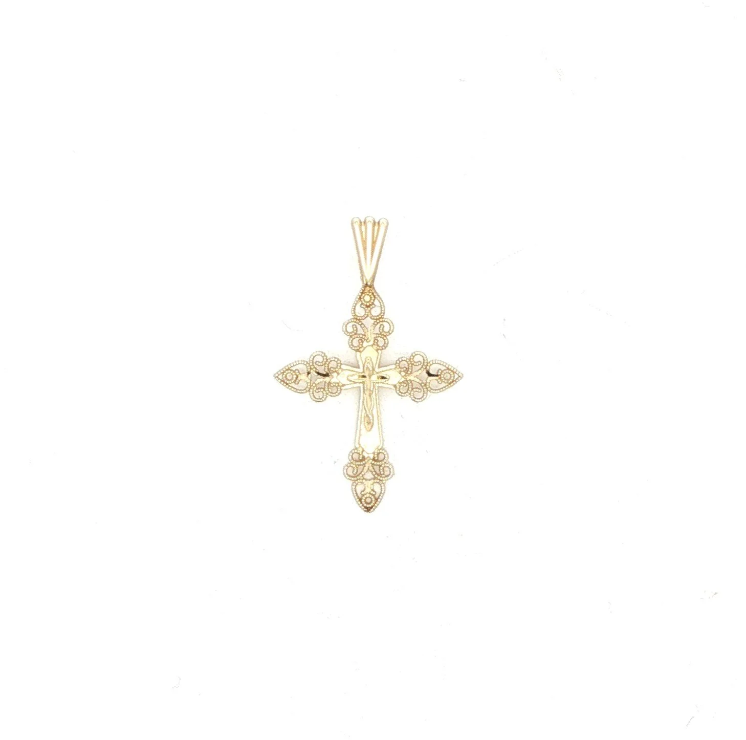 14k Yellow Gold Small Filigree Cross