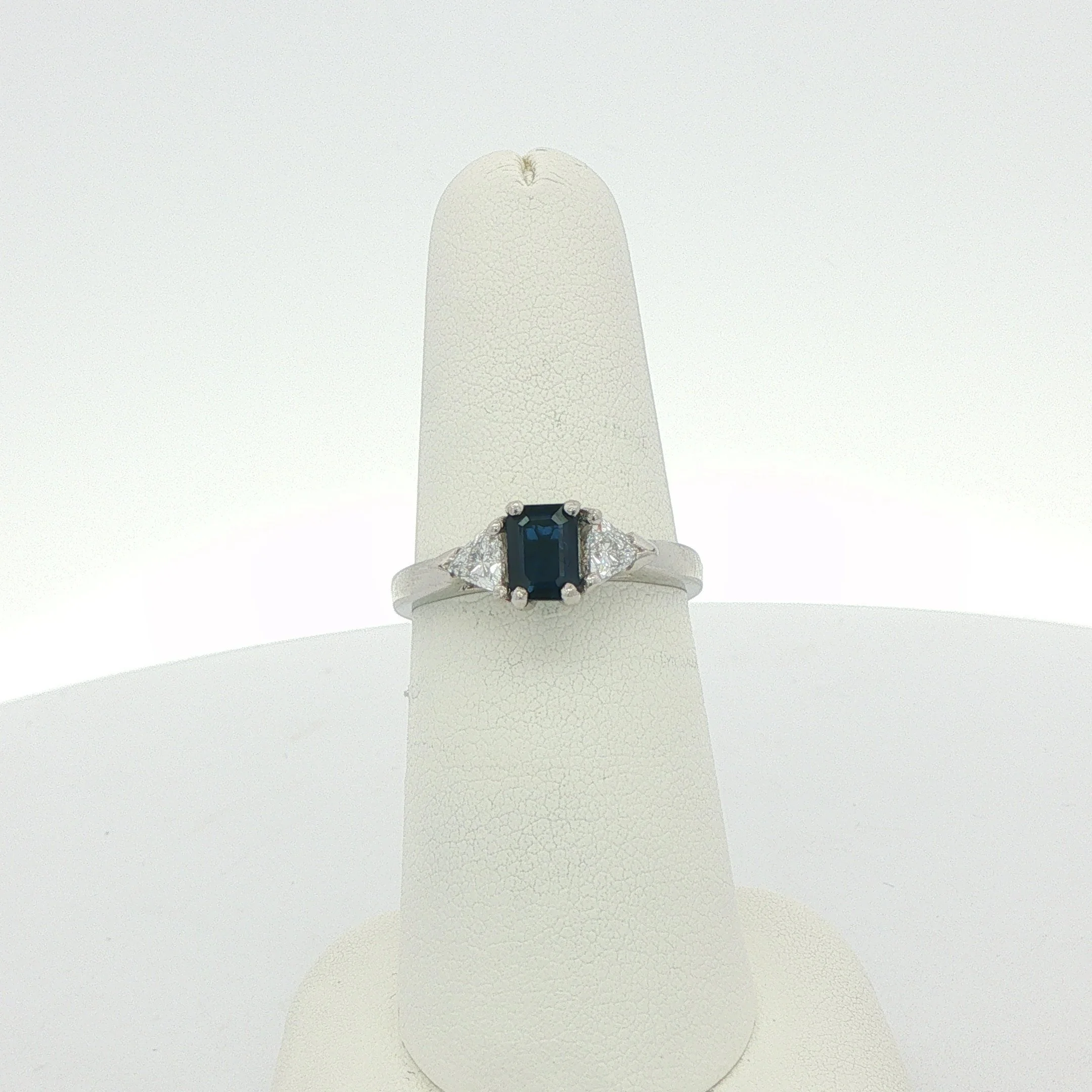 Emerald Cut Sapphire & Diamonds Platinum Ring