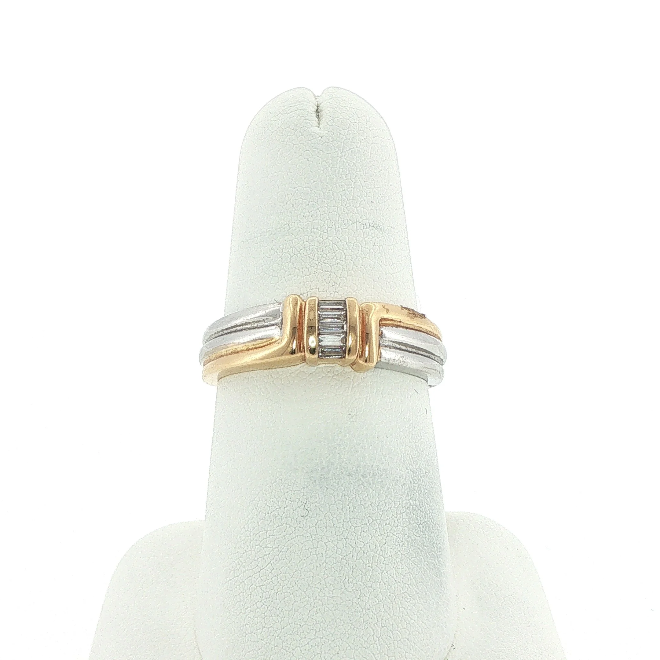 14K Two-Tone Gold Baguette Diamond Band