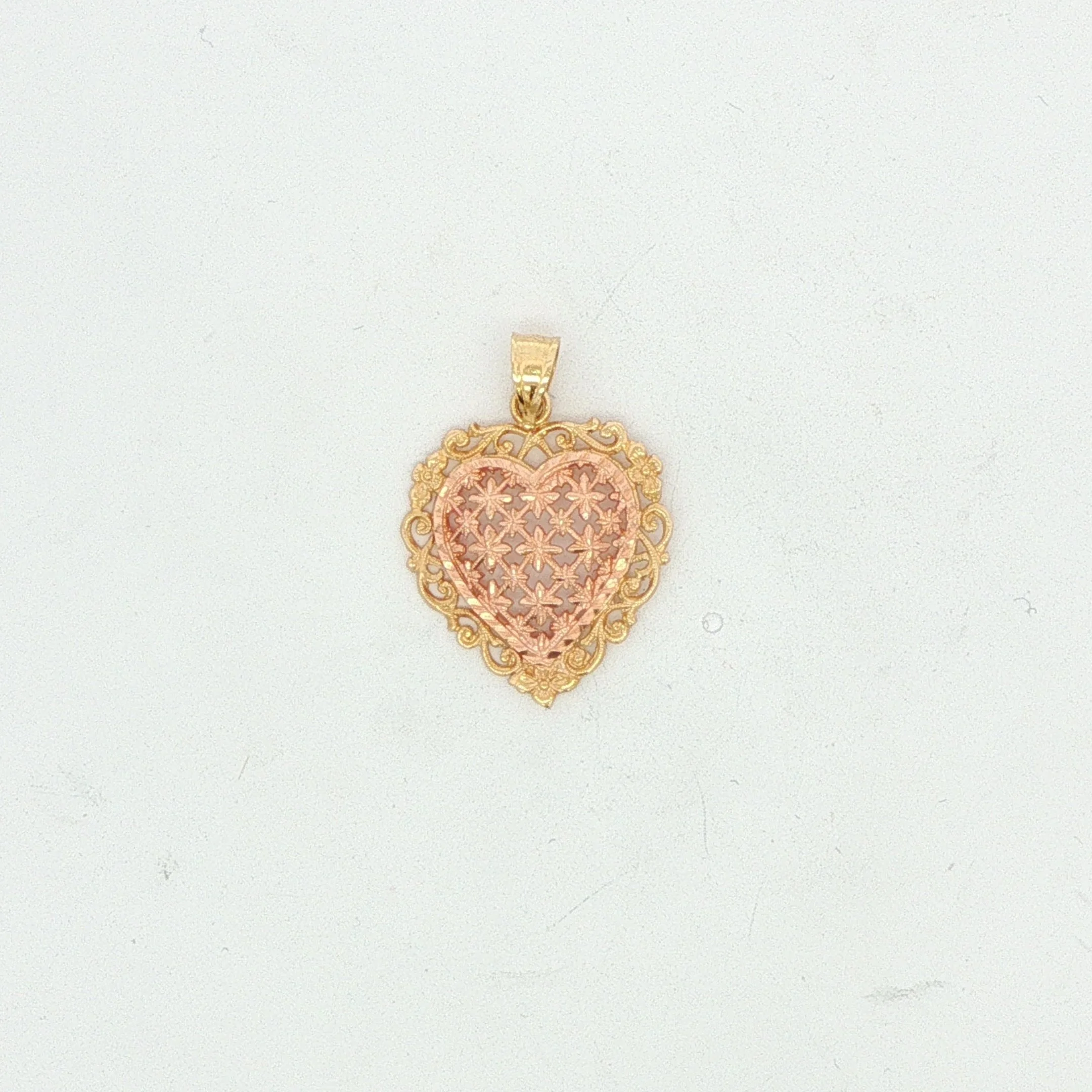 Two-Tone Rose & Yellow Heart Pendant