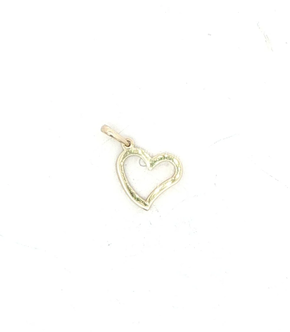 14k Yellow Gold Angled Diamond Heart Pendant