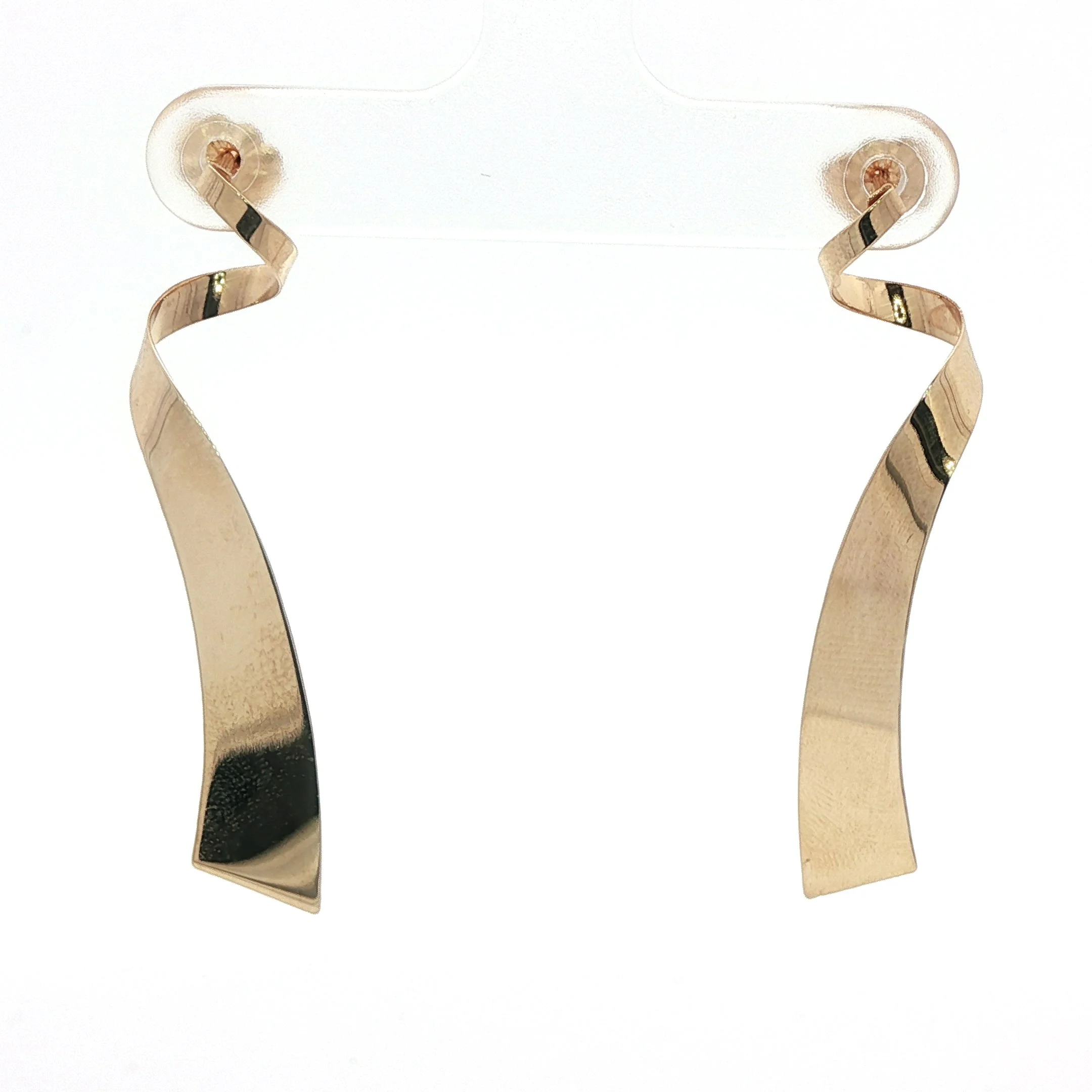 14k Yellow Gold Ribbon Post Earrings