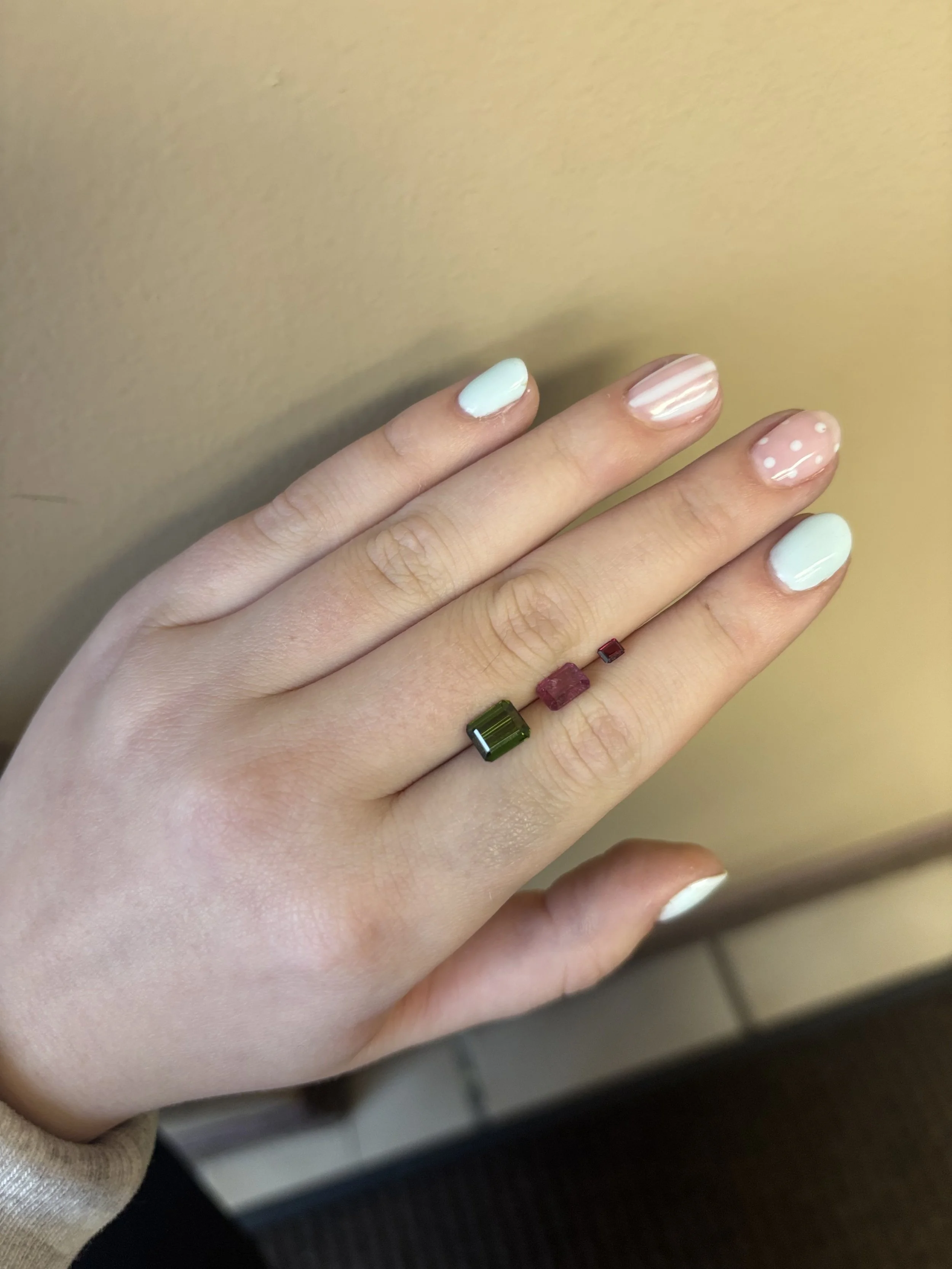 Reddish and Dark Pink Tourmaline Emerald Cut