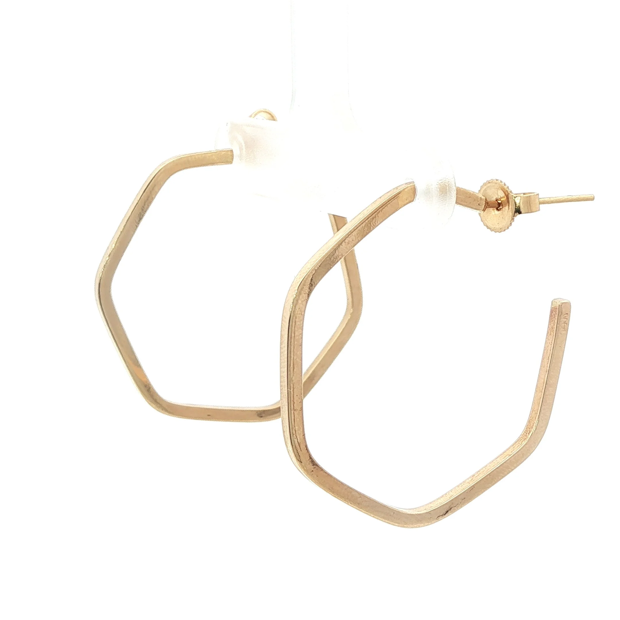 14k Yellow Gold Geometric Post Earrings
