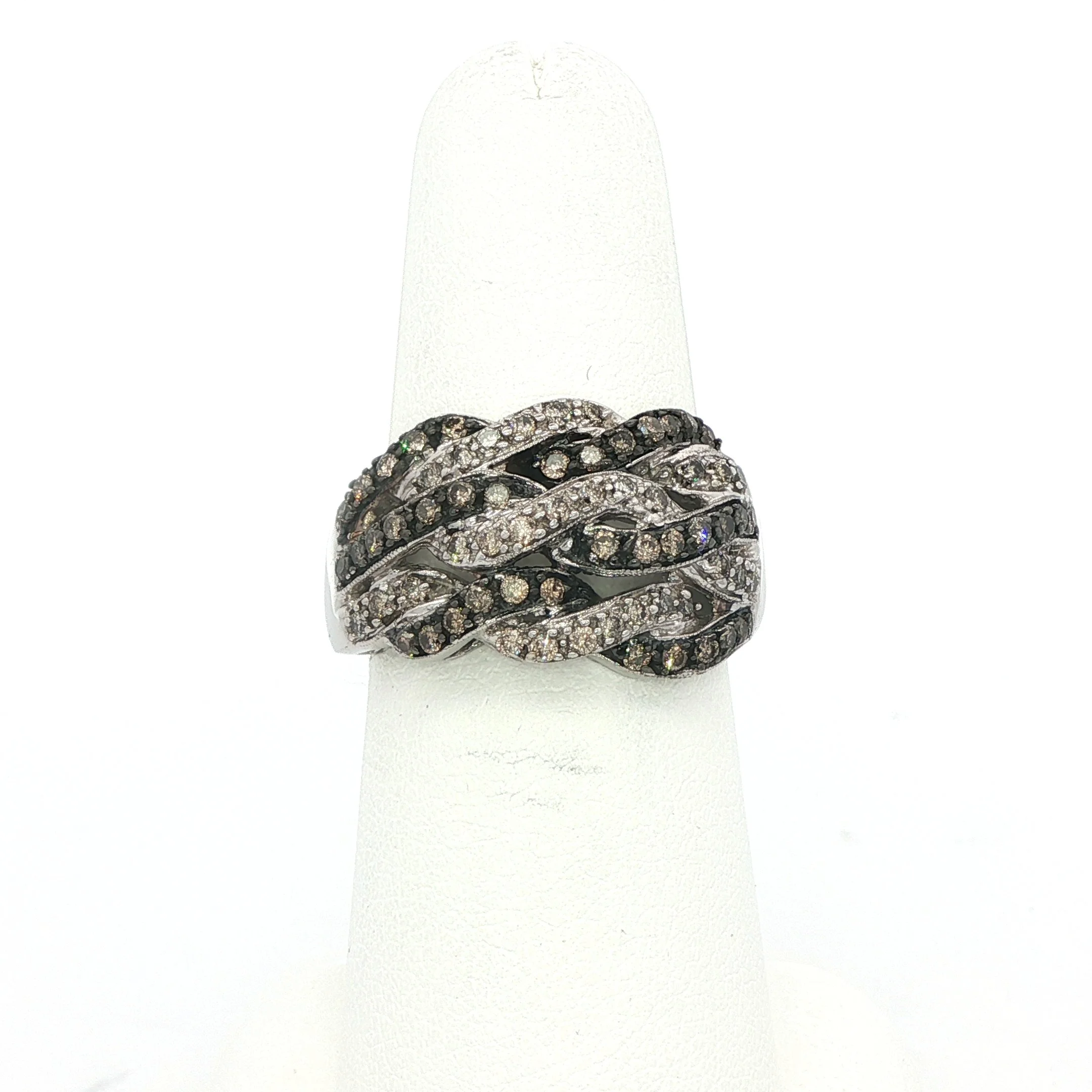 Chocolate & White Woven Diamond Ring