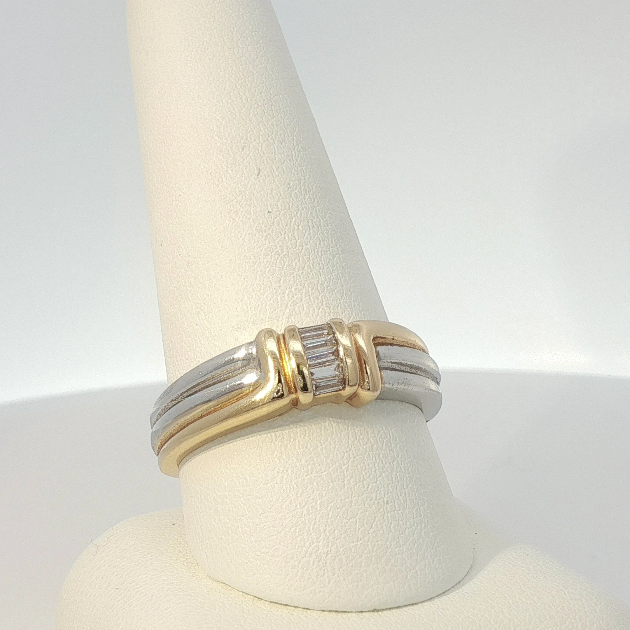 14k Two Tone Gold Baguette Diamond Band