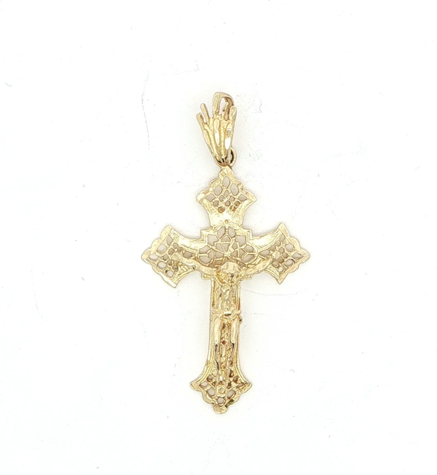 14k Yellow Gold Filigree Crucifix