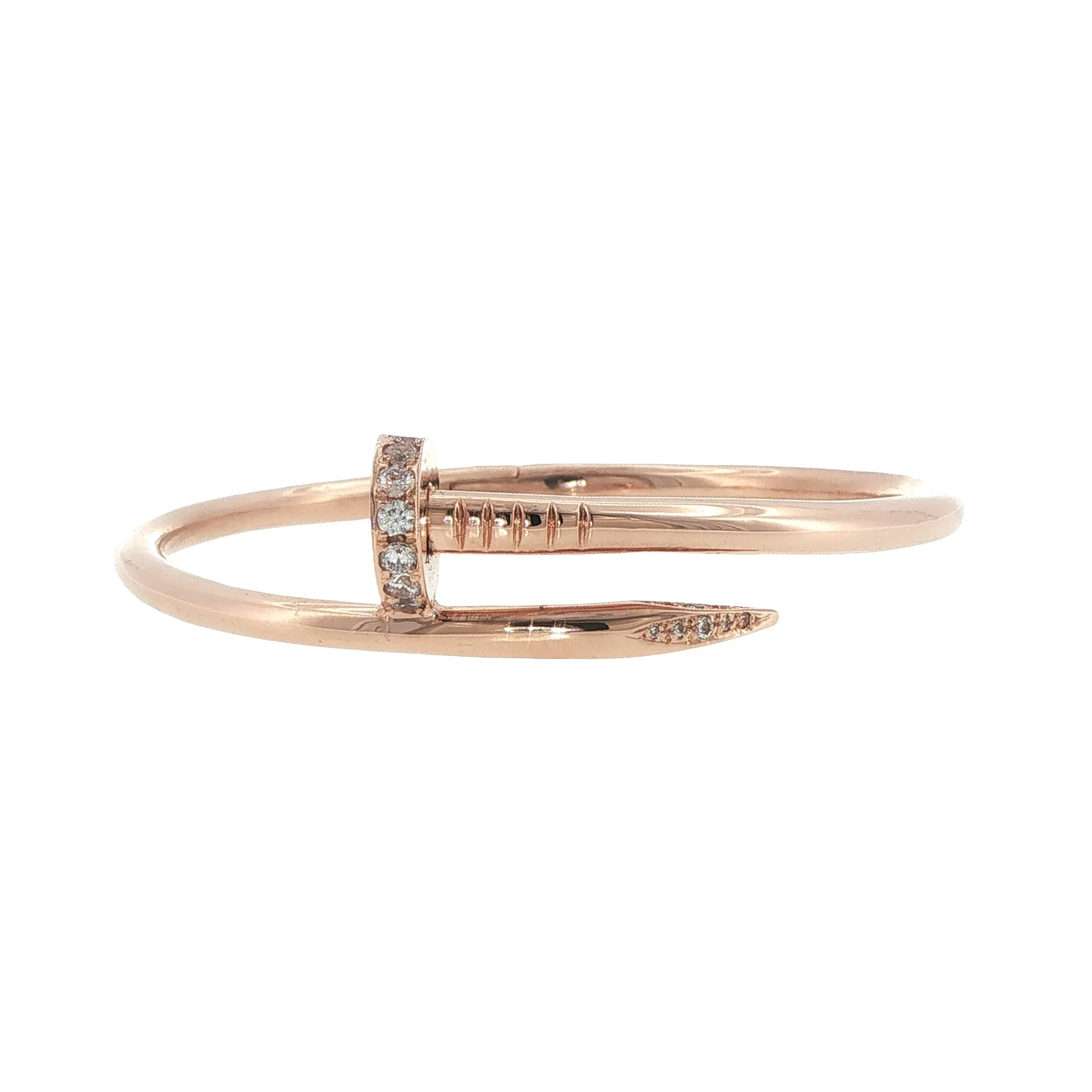 18K Yellow Gold Cartier Replica Nail Bracelet with Cubic Zirconia
