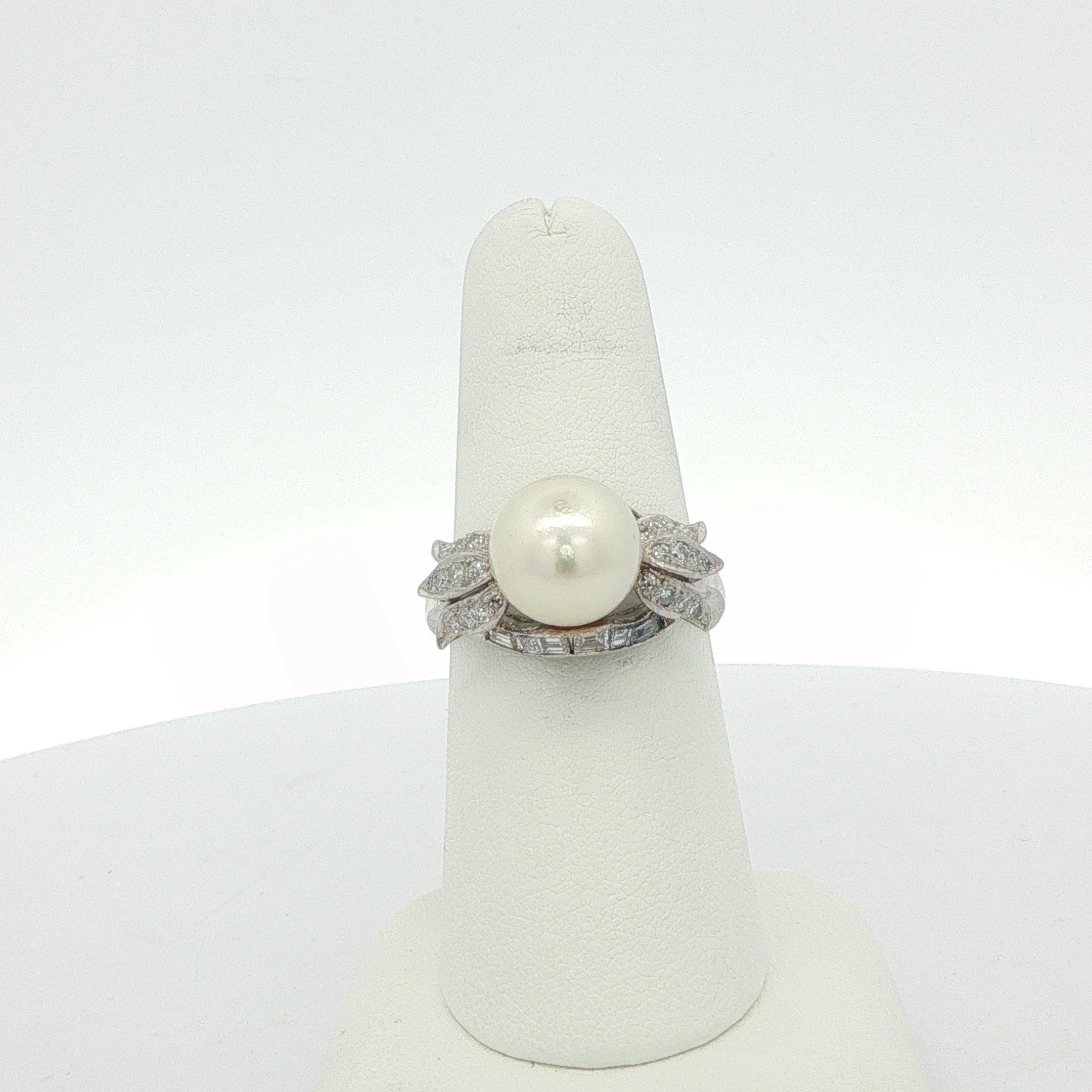 Platinum Diamond & Pearl Cocktail Ring