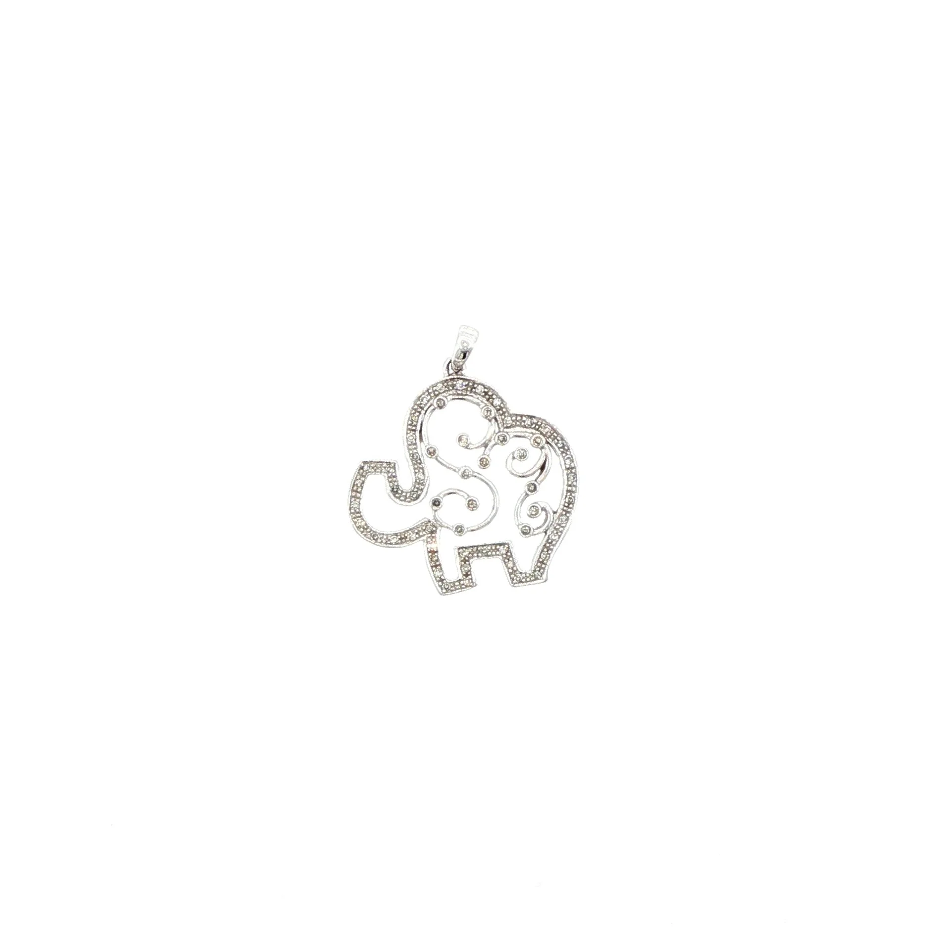 10K White Gold Diamond Lucky Elephant Pendant