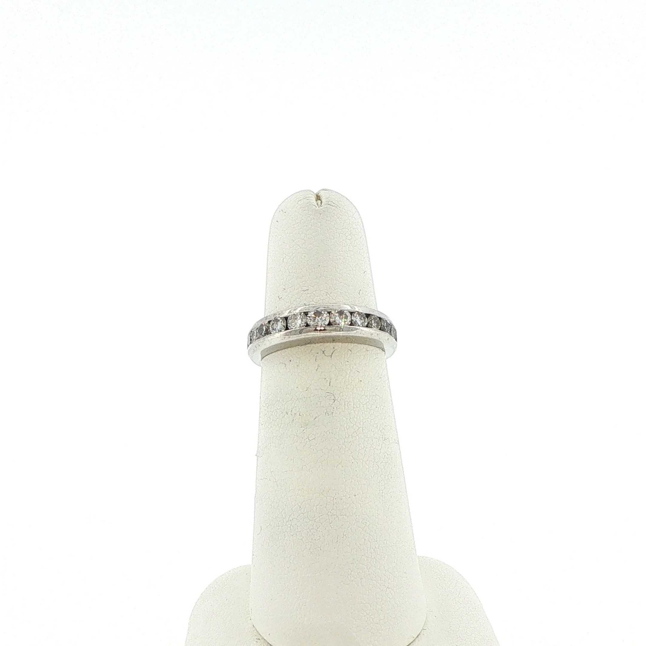 14K White Gold Channel Set Diamond Band