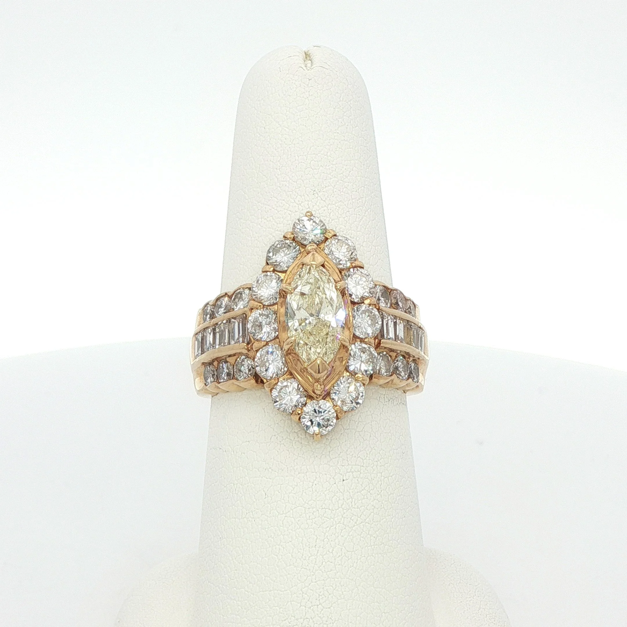 18k Mixed Cut Yellow Diamond Marquise Ring