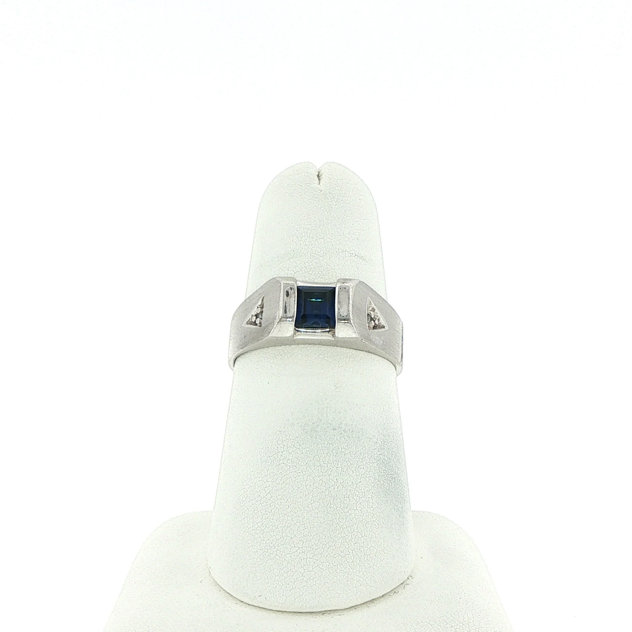 10K Gents Lab Created Sapphire & Diamond Ring