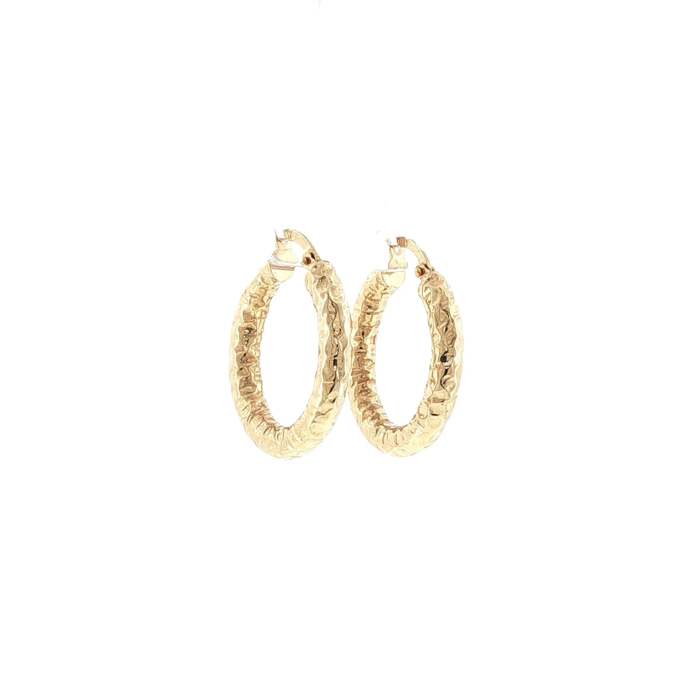 14k Hammered Hoops