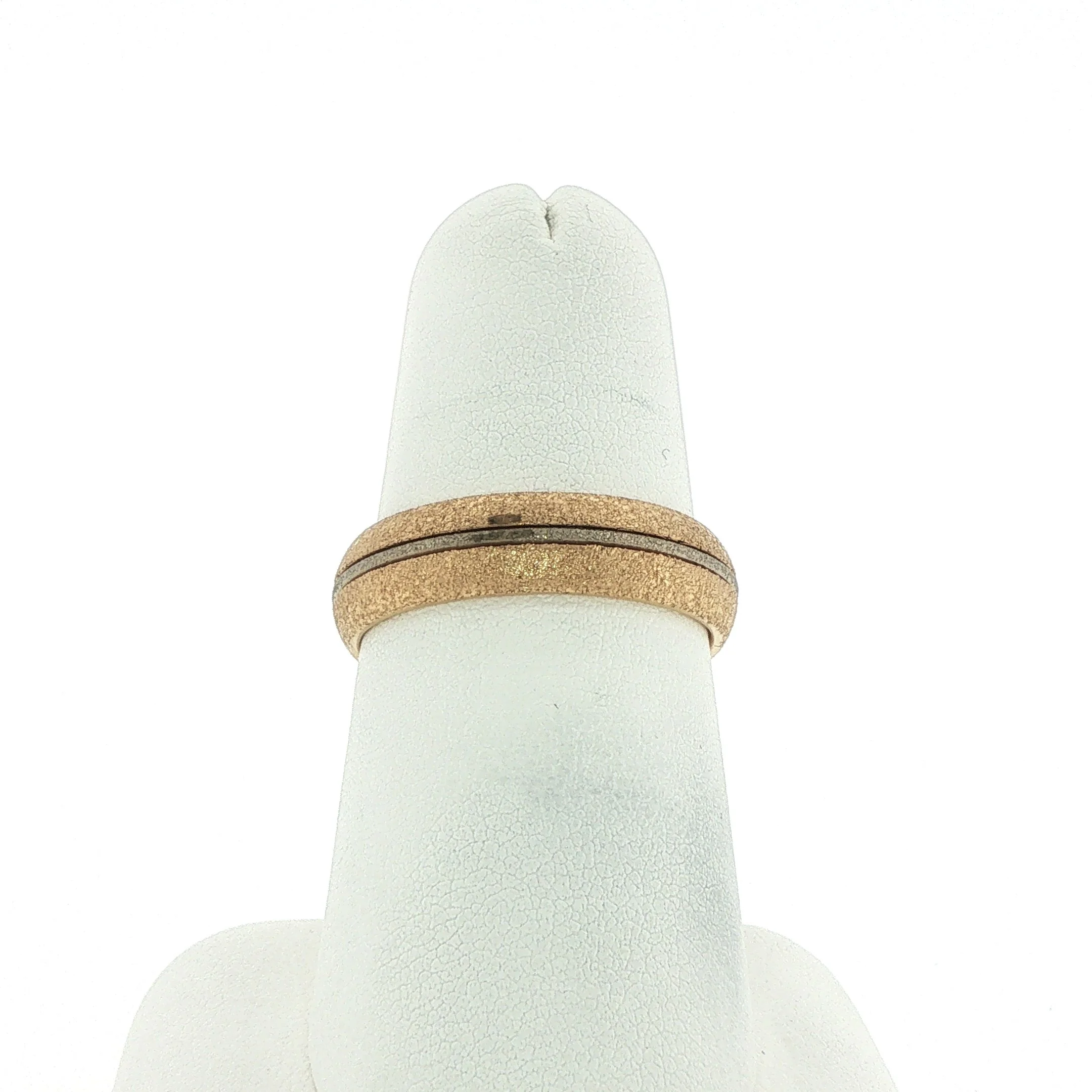 14K Two-Tone Stone Finished Band