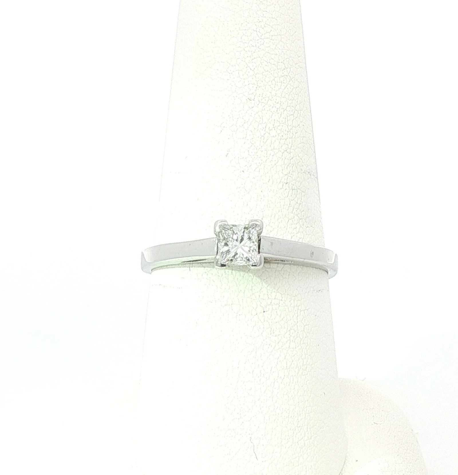 14k White Gold Cathedral Solitaire Diamond Ring