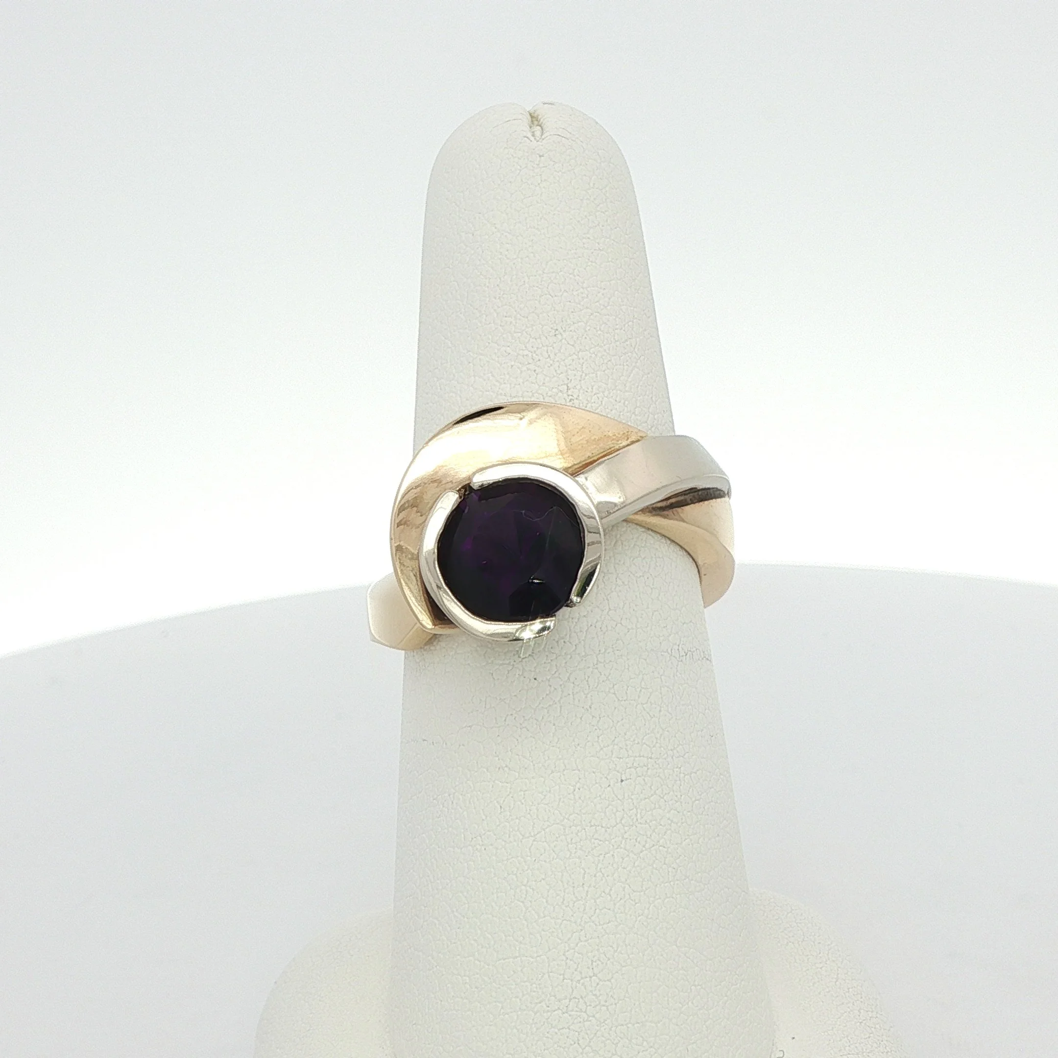 Abstract Amethyst Chunky Gold Ring