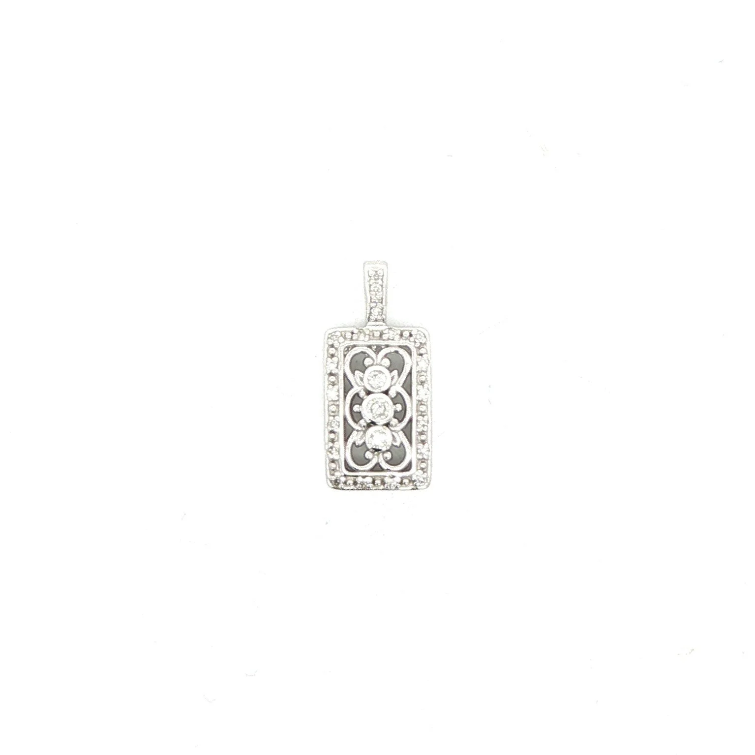 14k White Gold 3-Stone Diamond Pendant