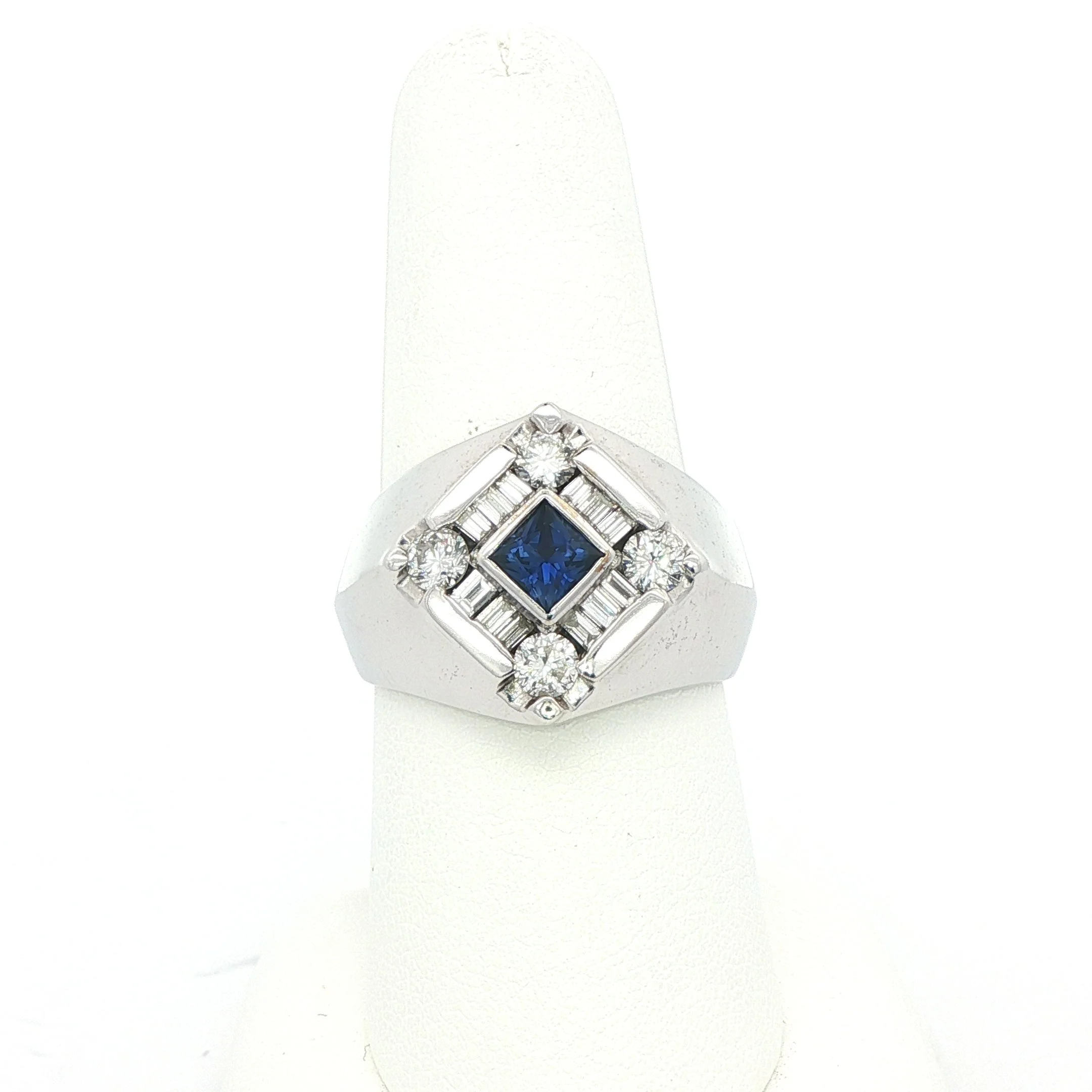 Geometric Sapphire & Diamond Ring