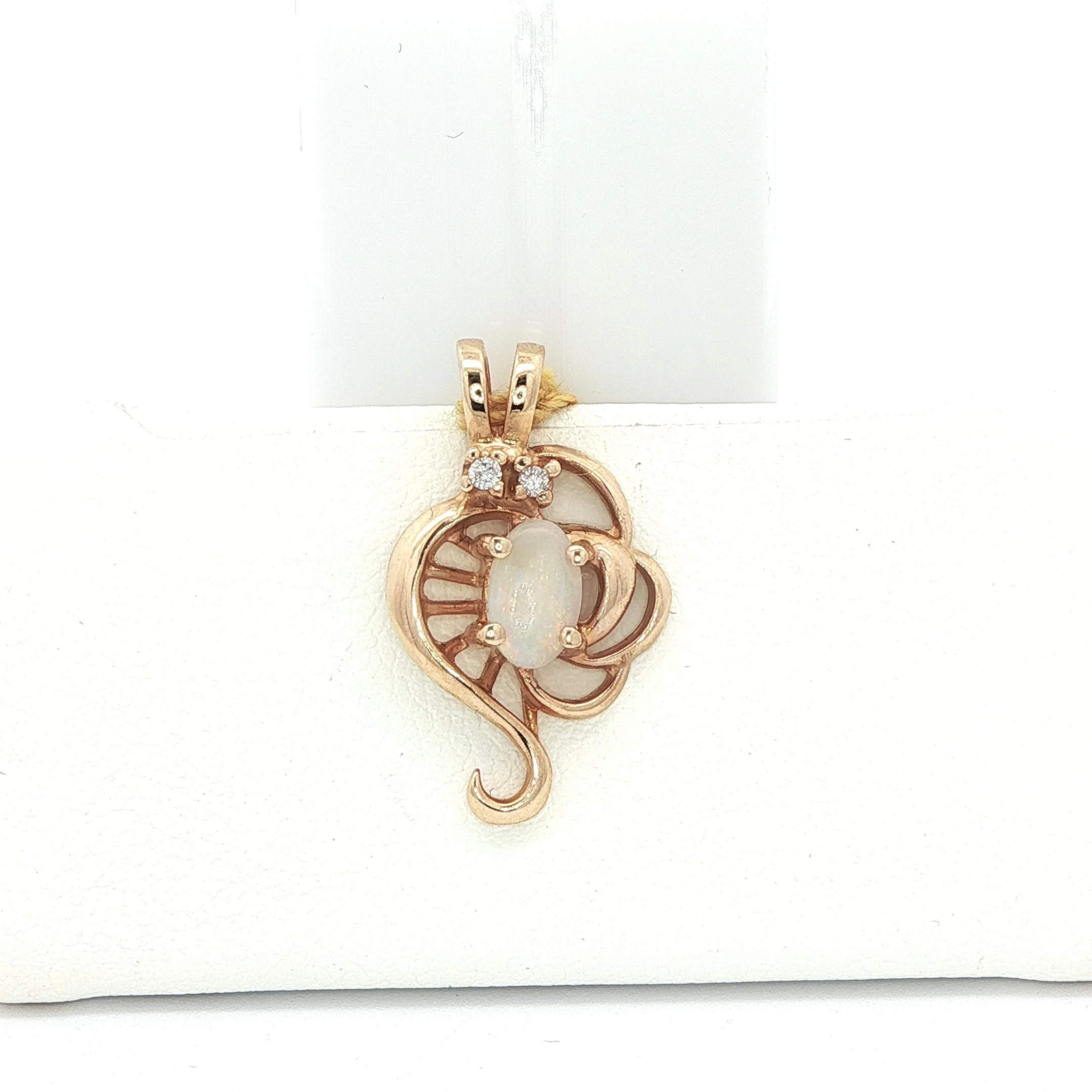 14k Yellow Gold Opal & Diamond Pendant