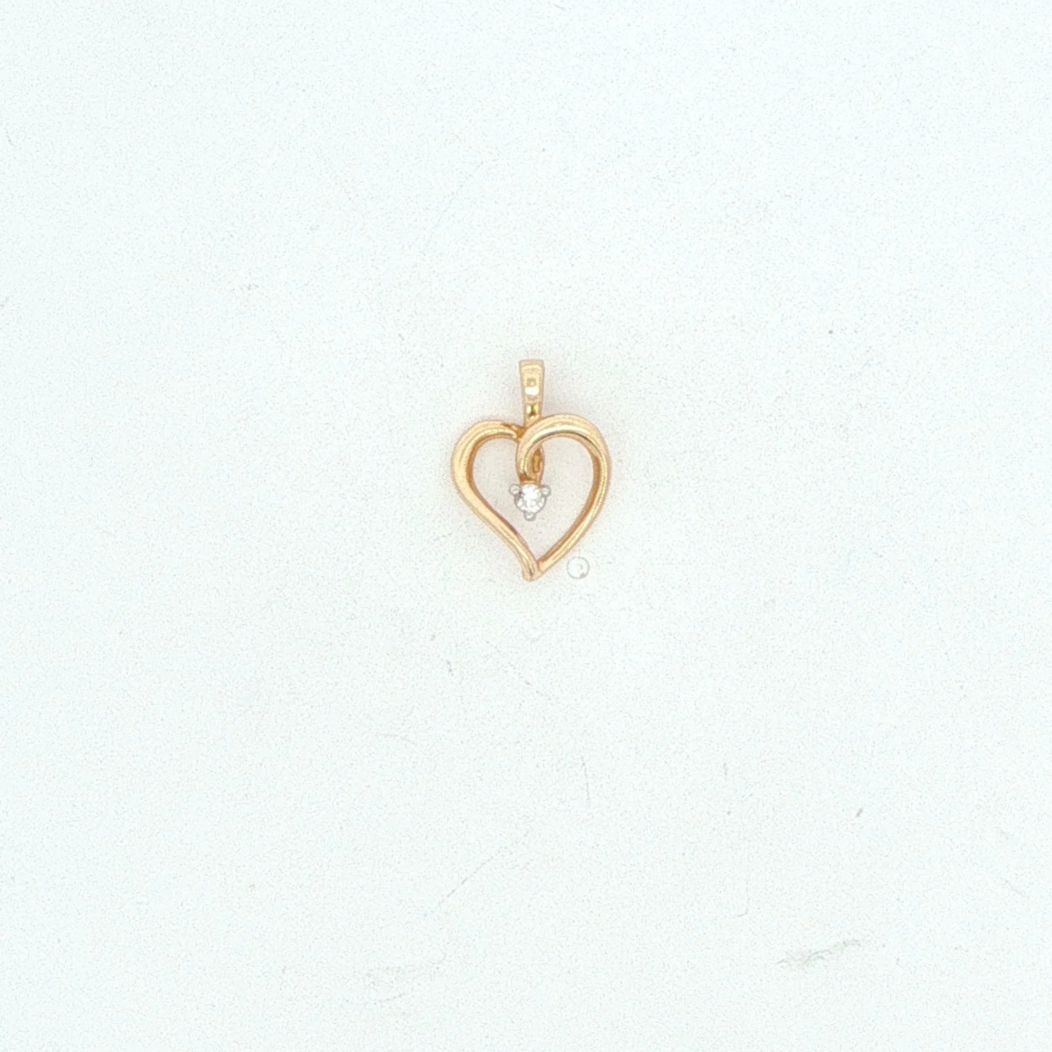 14k Yellow Gold Small Open Heart Diamond Pendant
