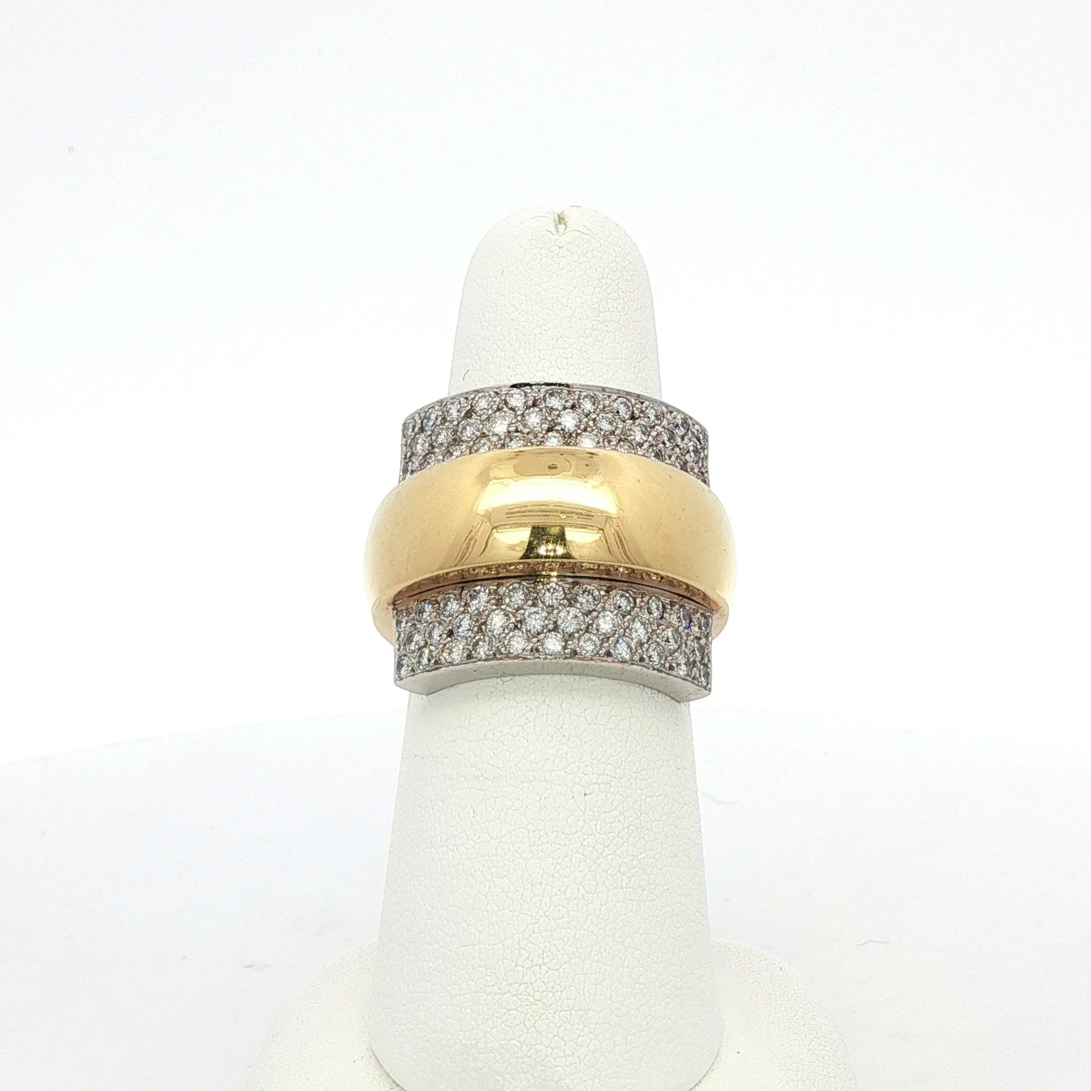 18K Yellow Gold & White Gold Pave Diamond Band