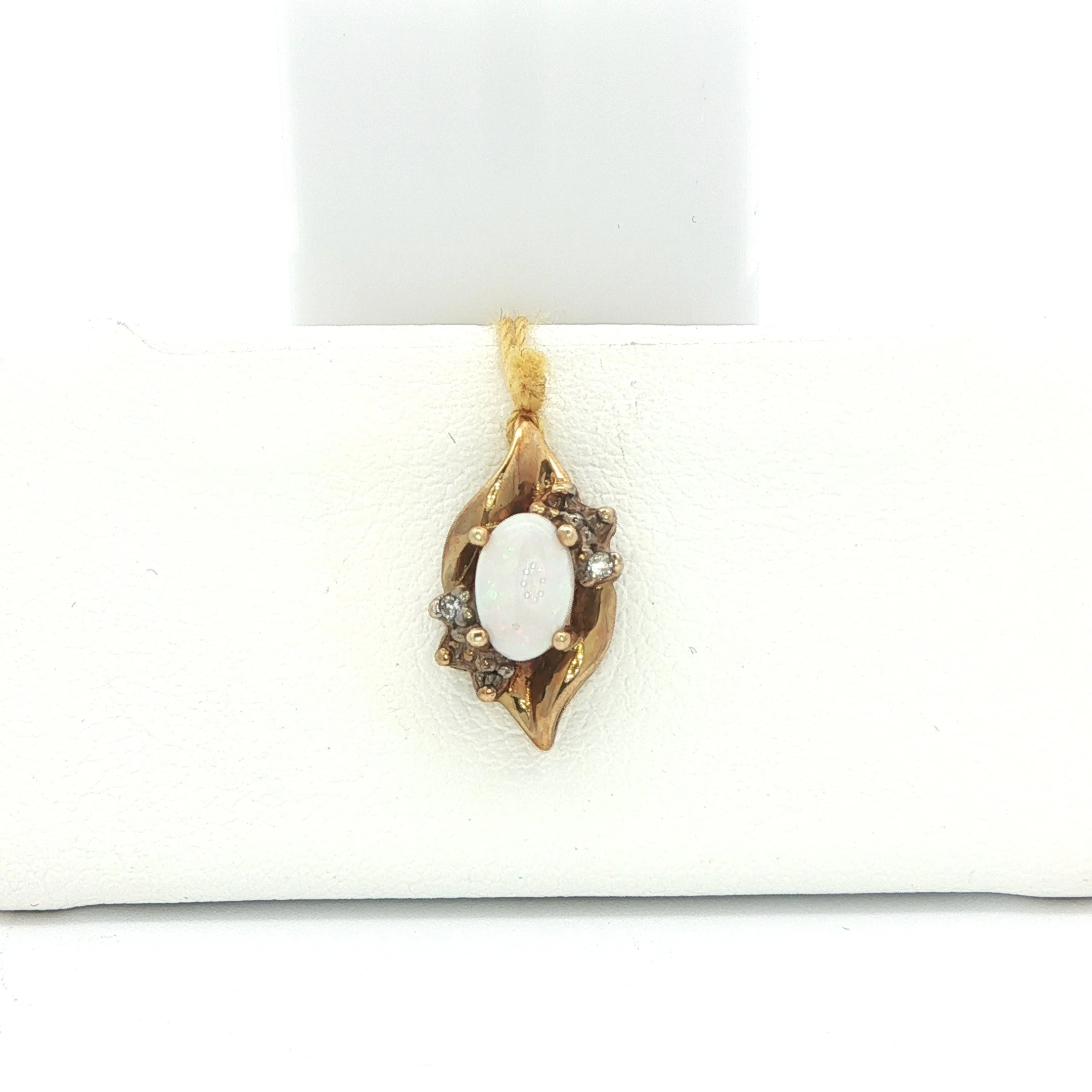 10k Yellow Gold Opal & Diamond Pendant
