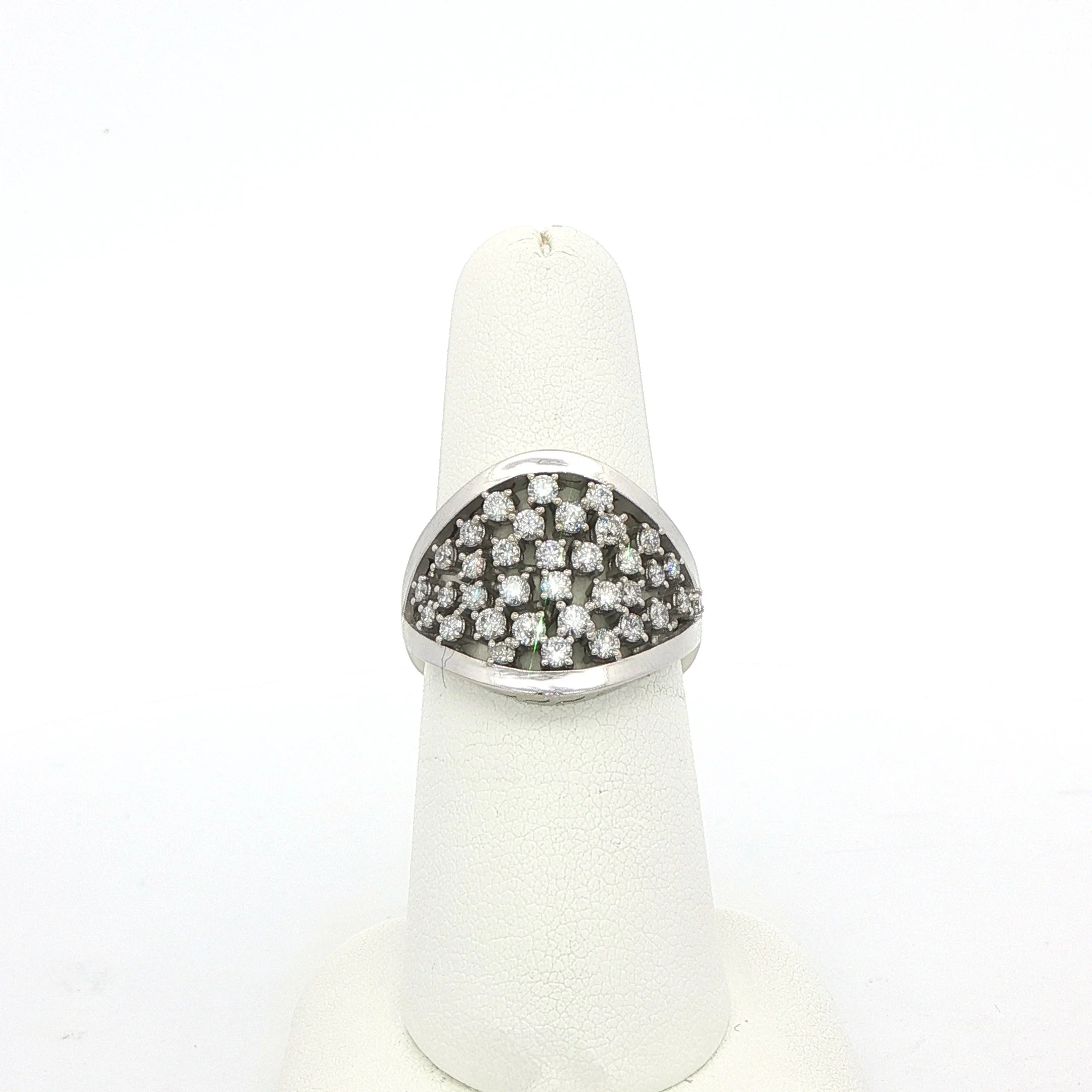 14k White Gold Cluster Ring