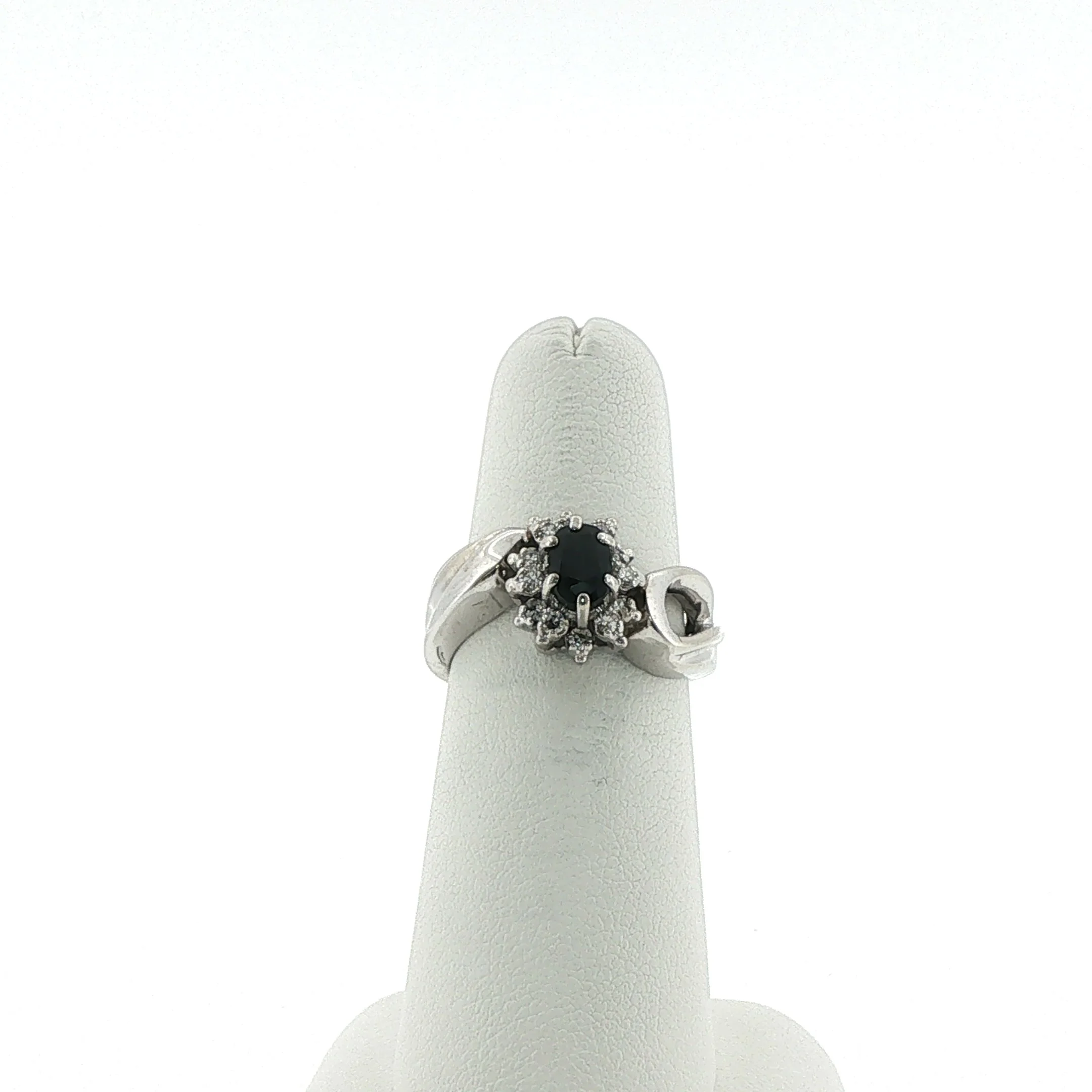 14K White Gold Ladies Sapphire & Diamond Ring