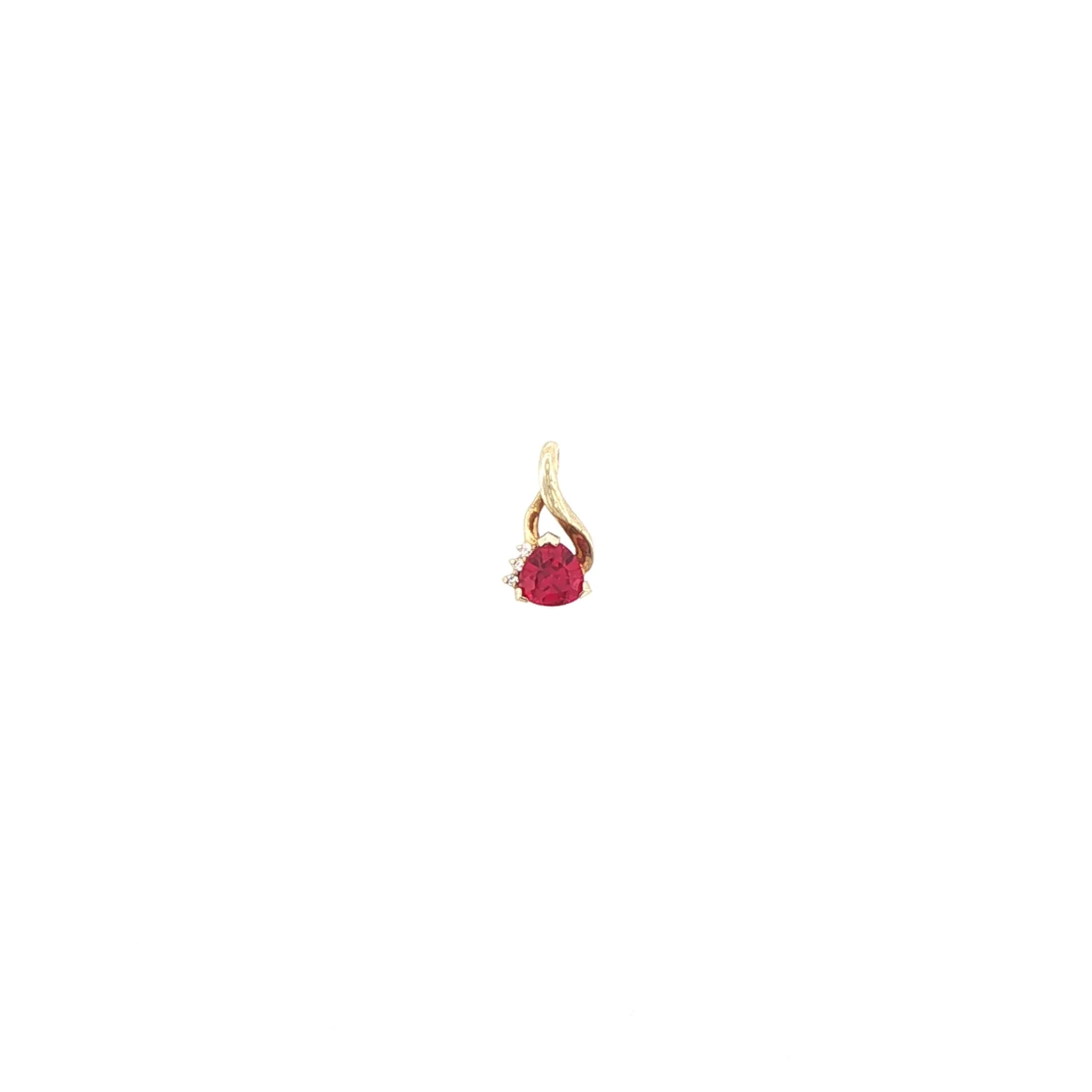 10k Yellow Gold Ruby & Diamond Pendant