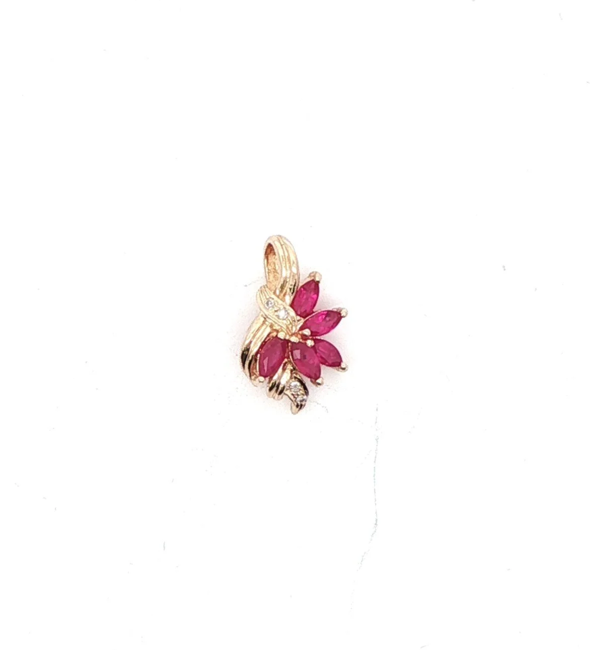 14k Yellow Gold Ruby & Diamond Pendant