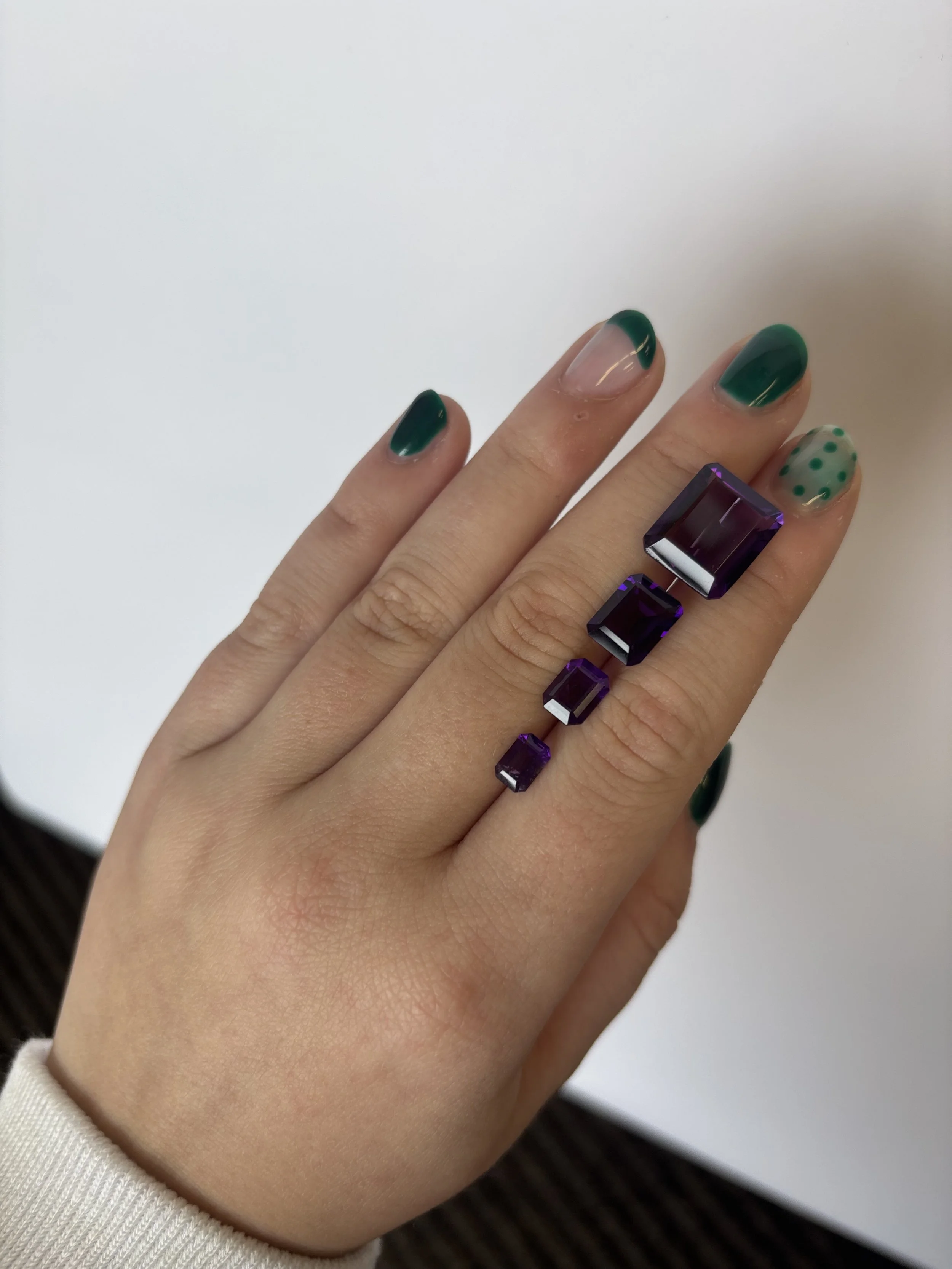 Medium, Medium Dark, and Dark Amethyst Emerald Cut