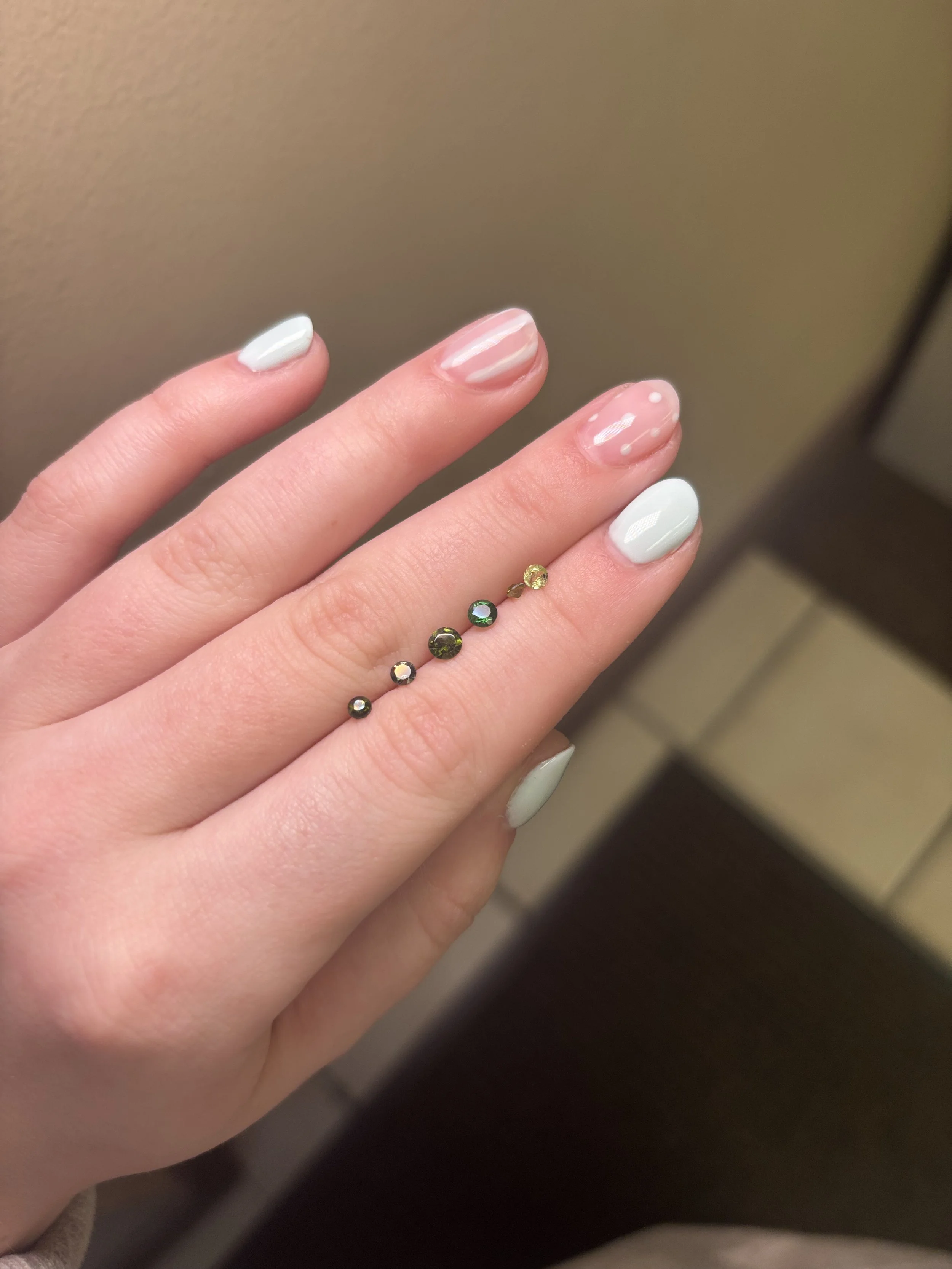 Light, Chrome, and Dark Green Tourmaline Rounds