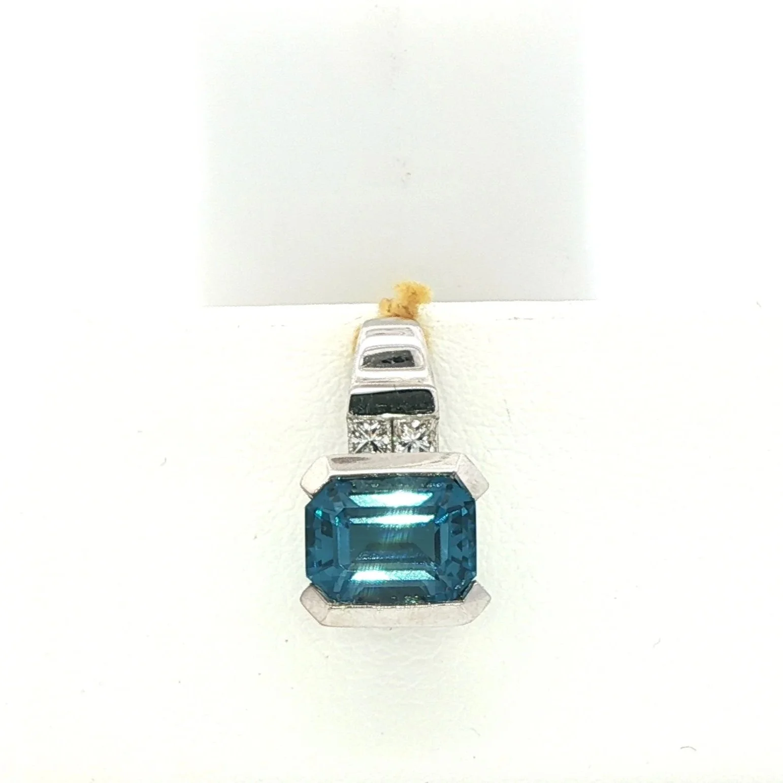 14k White Gold London Blue Topaz & Diamond Pendant