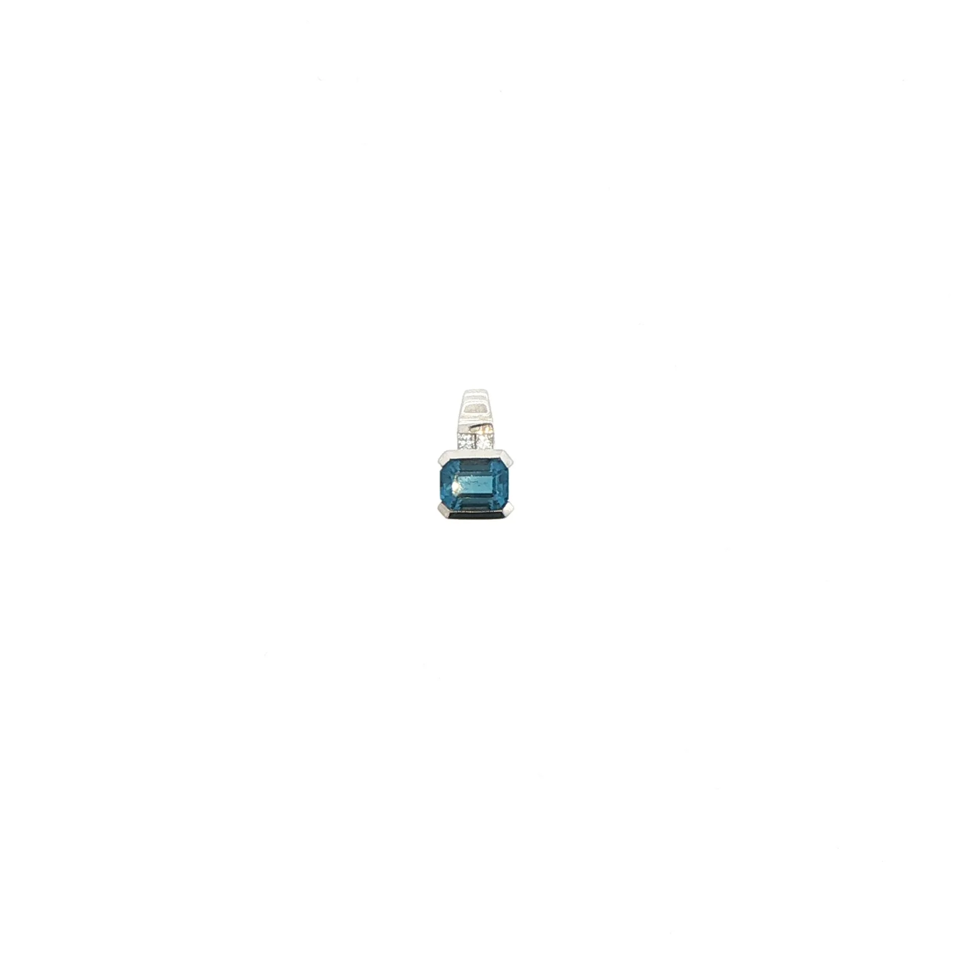 14k White Gold London Blue Topaz & Diamond Pendant