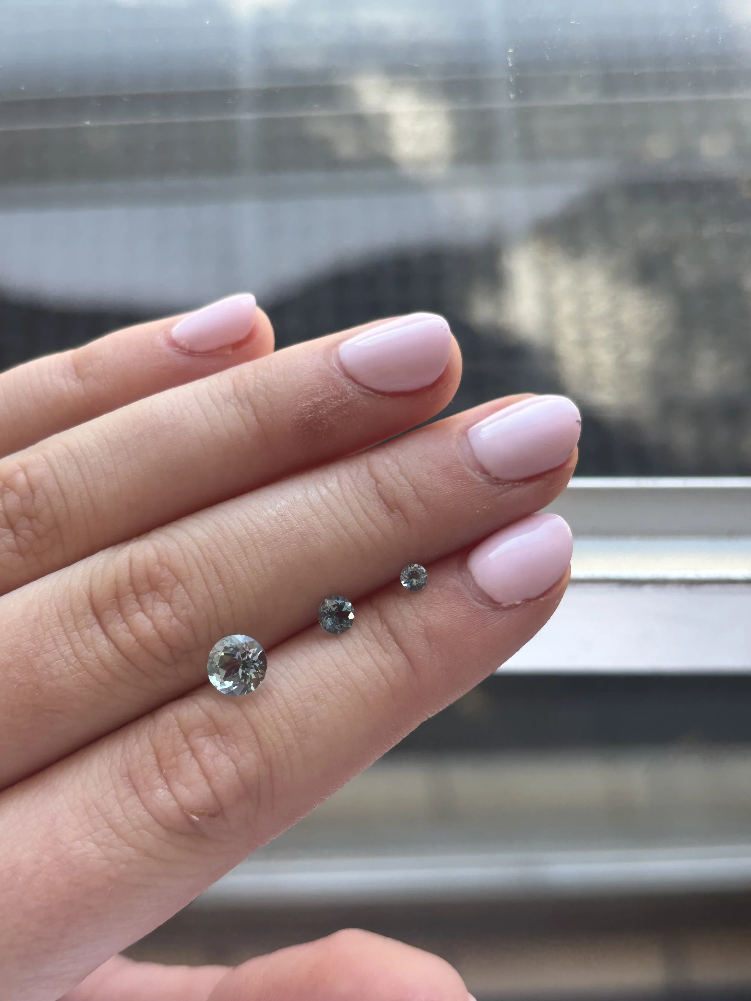 Light, Medium, and Medium Dark Blue Aquamarine Rounds