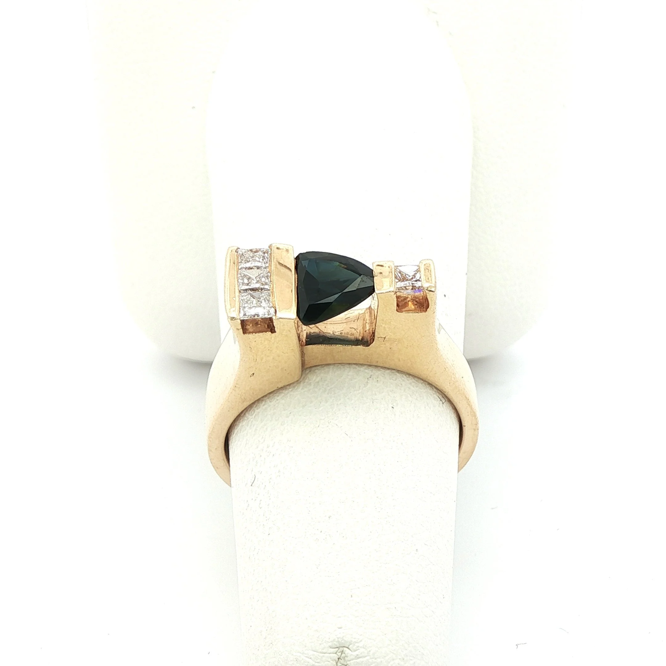 14k Yellow Gold Sapphire & Diamond Ring