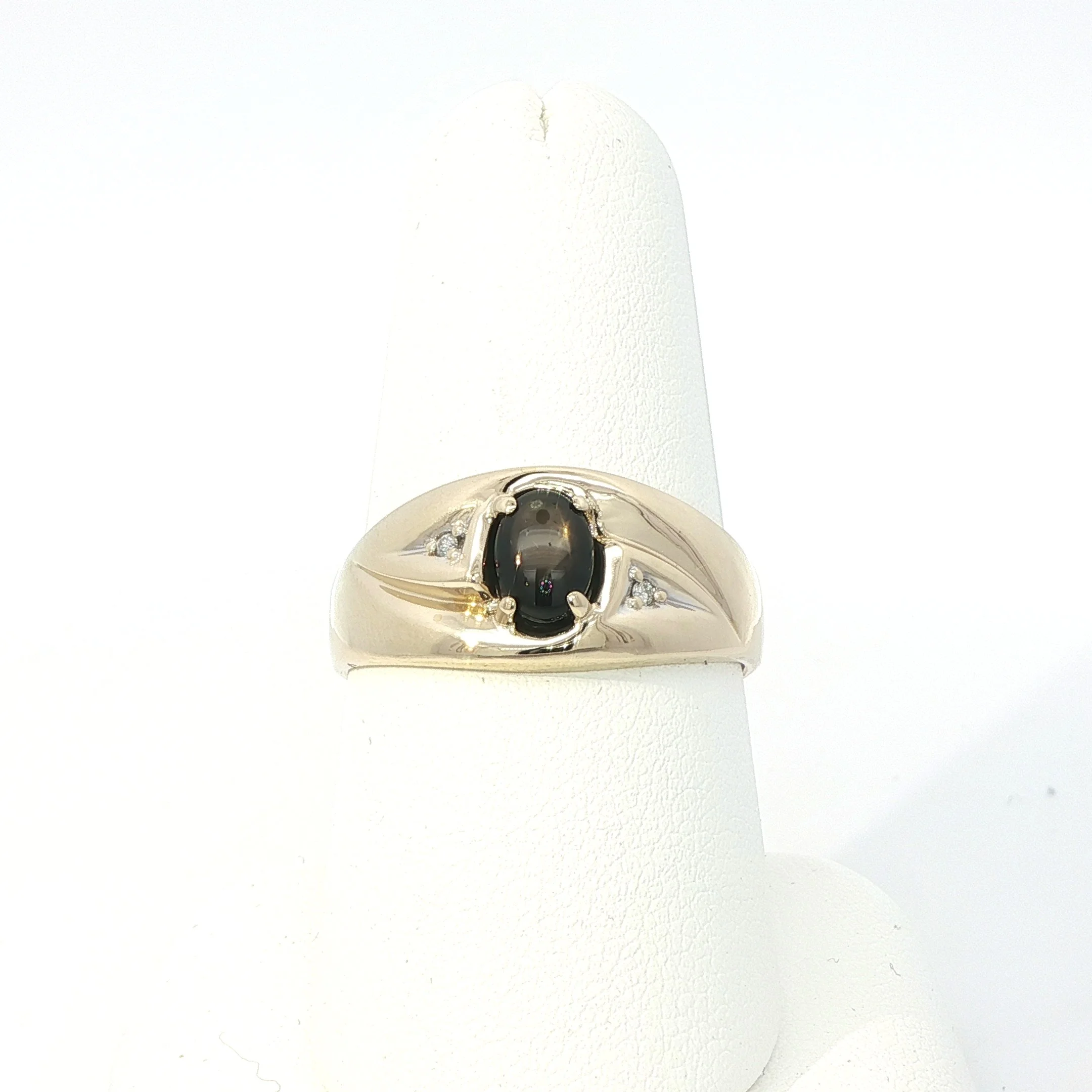 10k Yellow Gold Black Sapphire & Diamond Ring