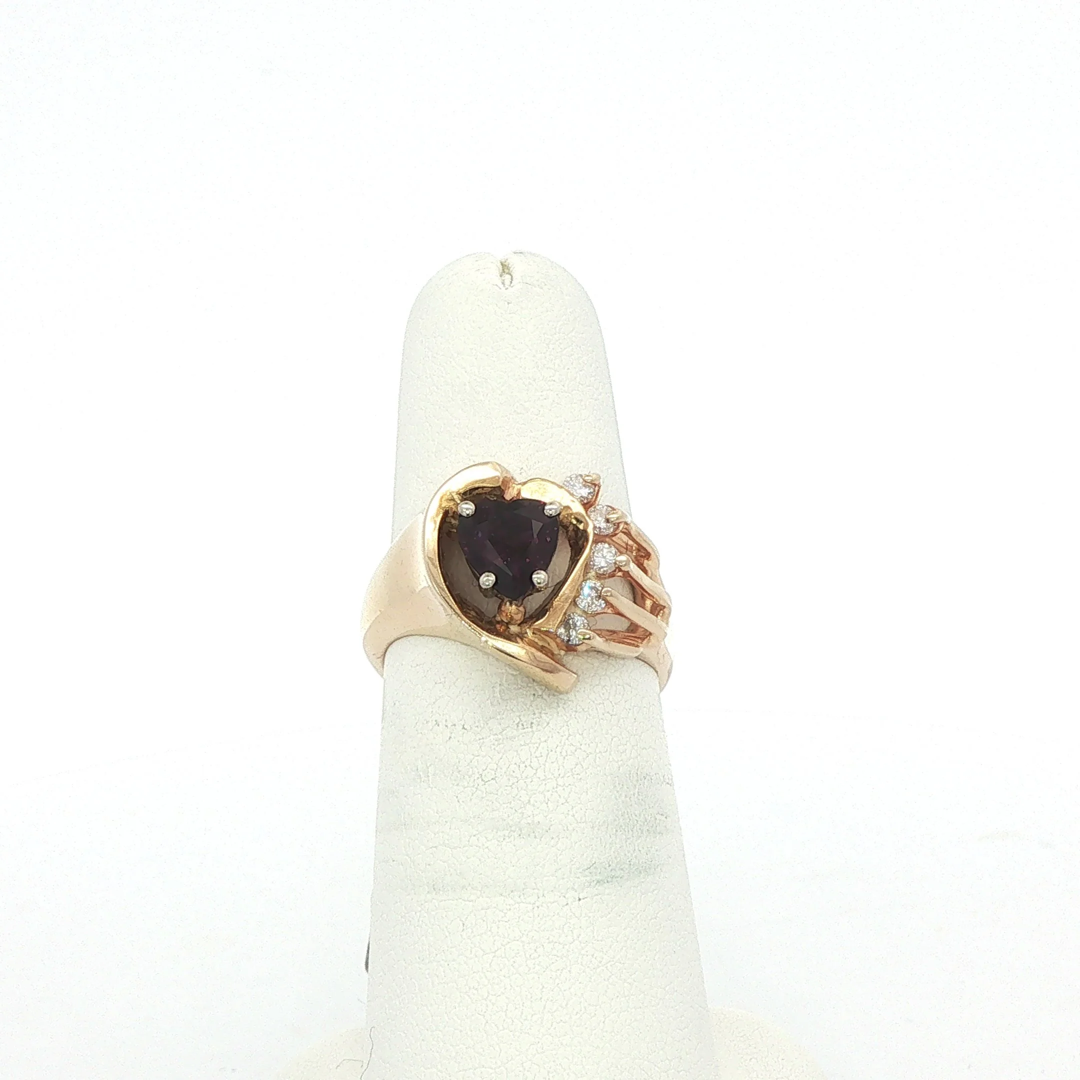 Deep Red Heart Ruby & Diamond Ring