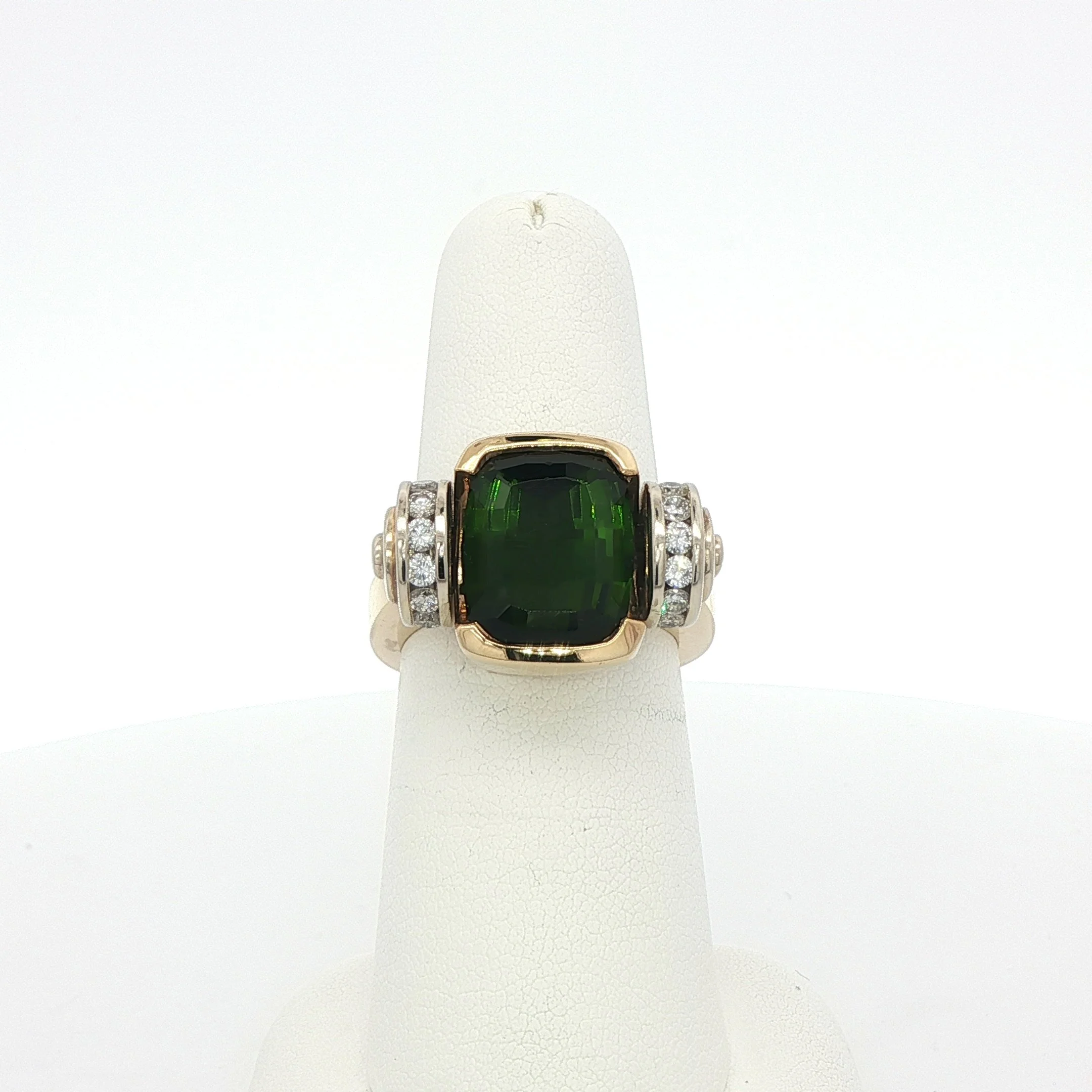 Green Tourmaline Diamond Ring