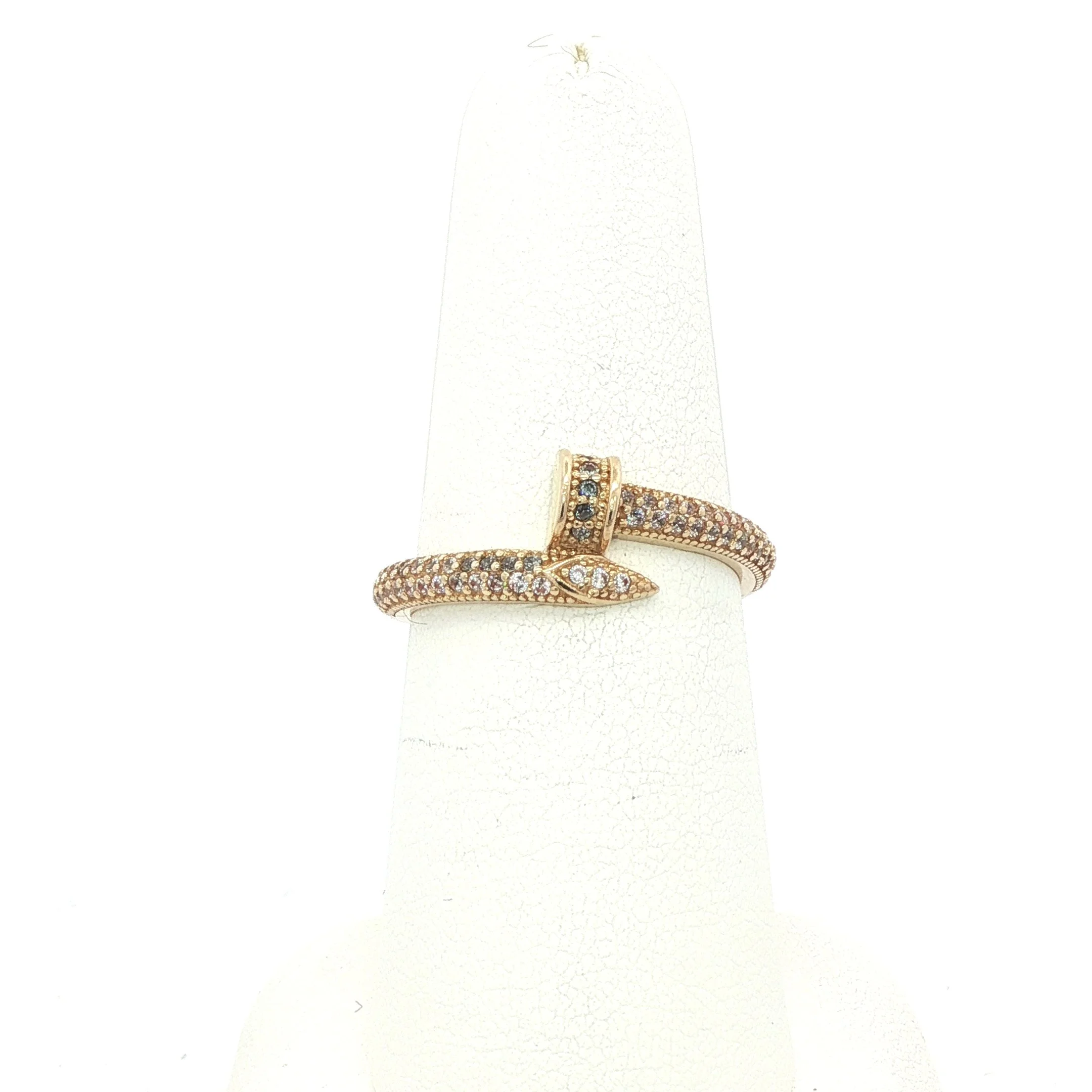 14k Yellow Gold "Nail Ring" With Diamonds
