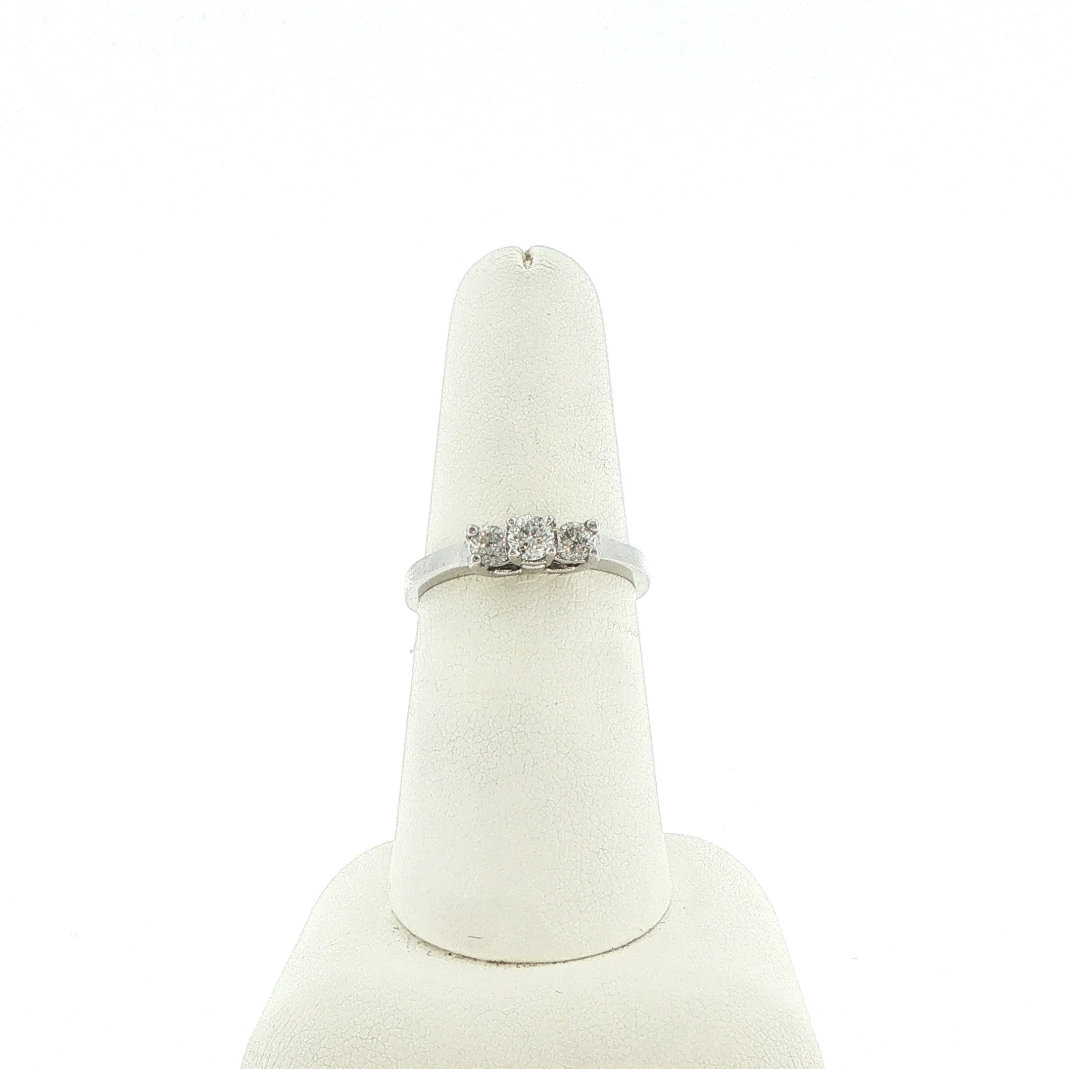 14k White Gold Three Stone Diamond Ring