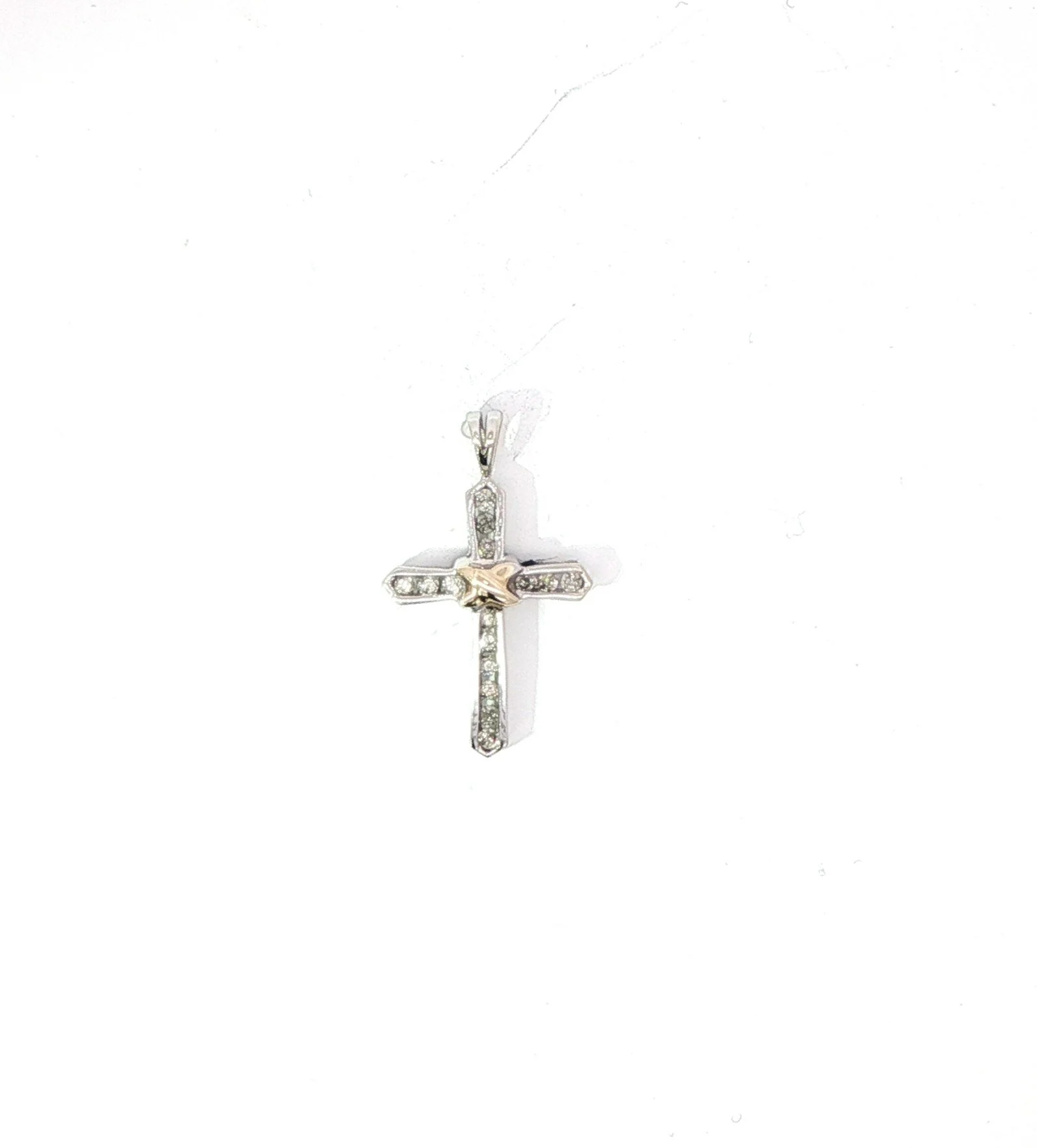 14k Two Tone Gold Diamond Cross
